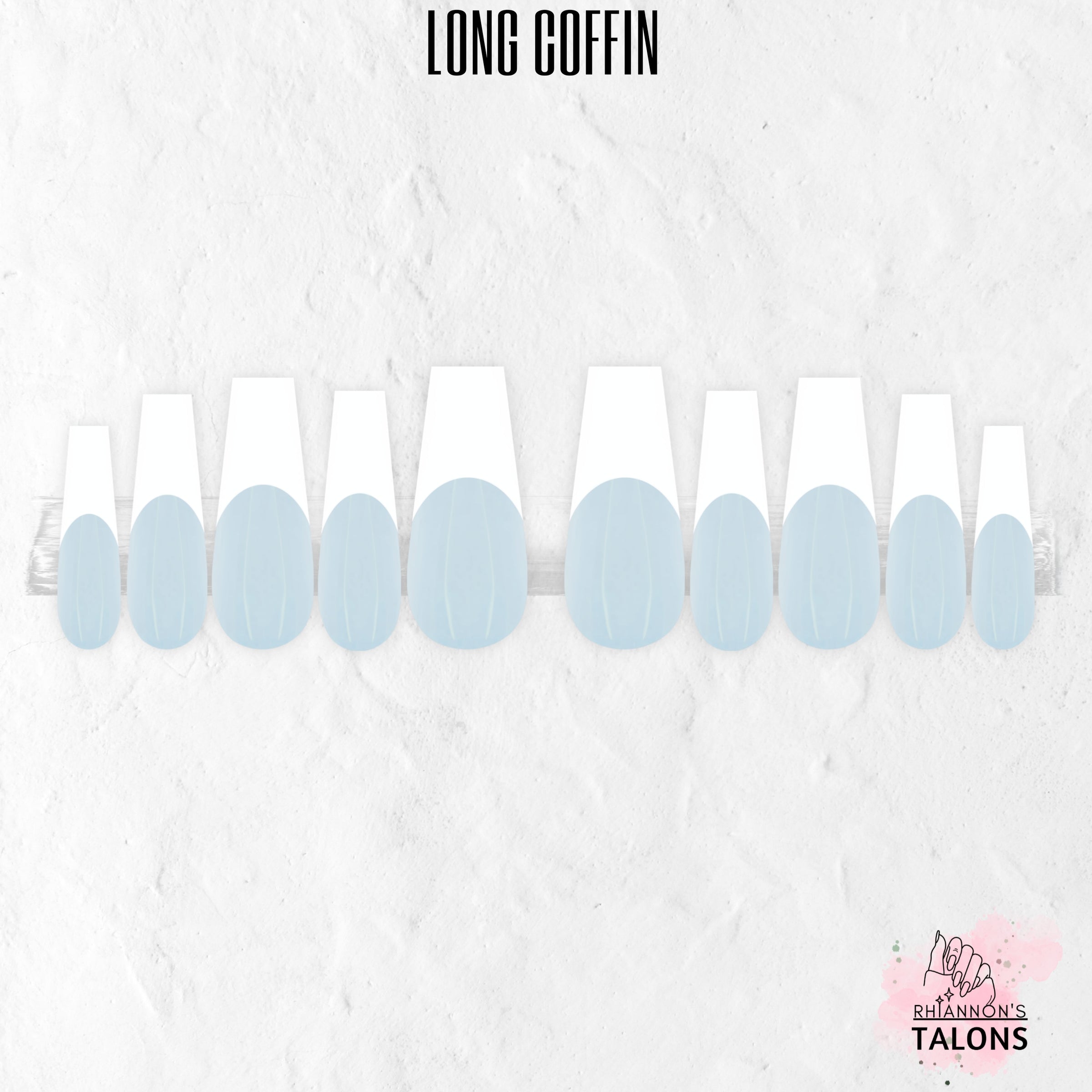 Azure Mist blue French tip press-on nails