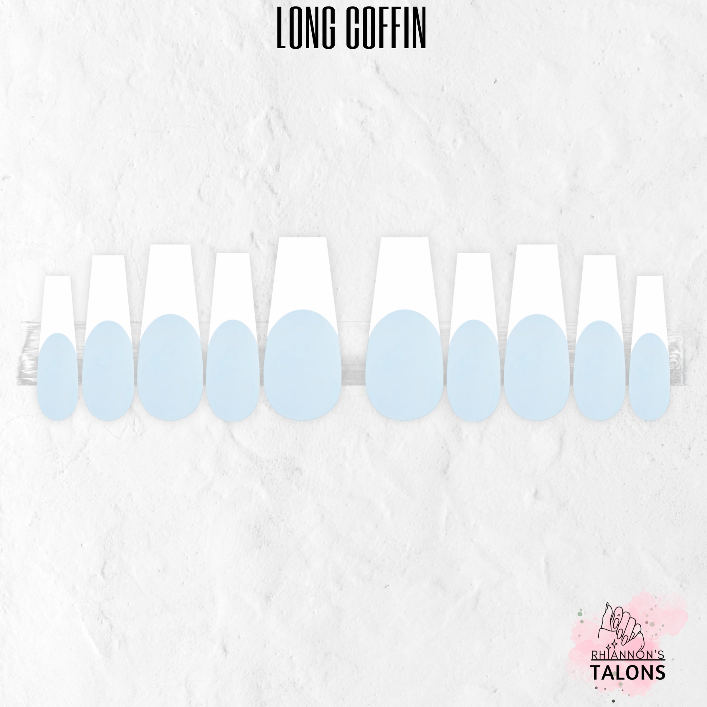 Azure Mist blue French tip press-on nails