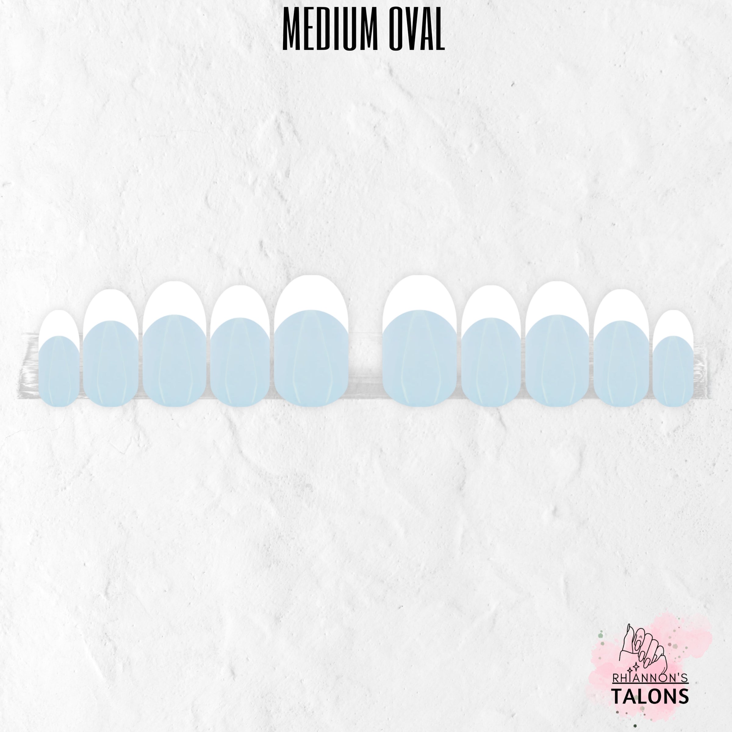 Azure Mist blue French tip press-on nails