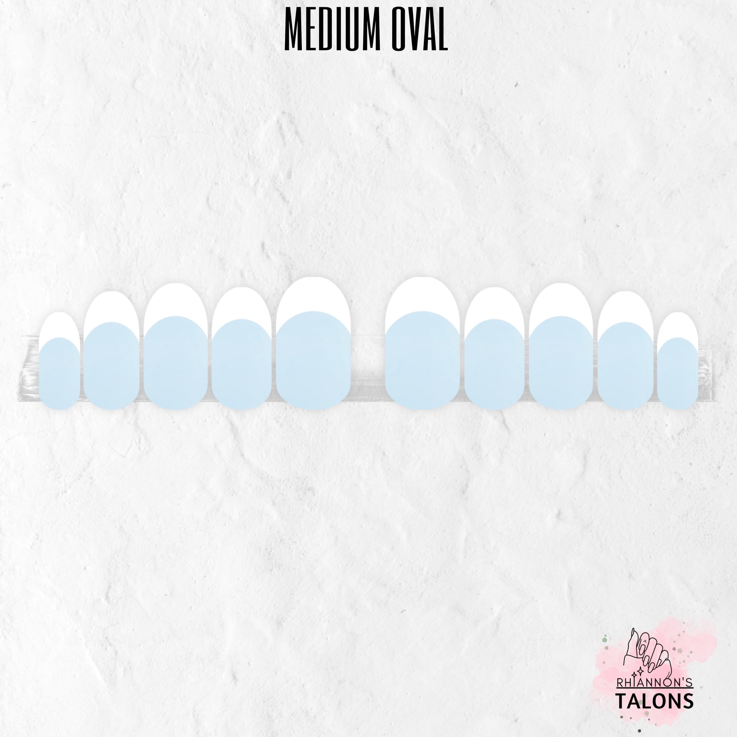 Azure Mist blue French tip press-on nails