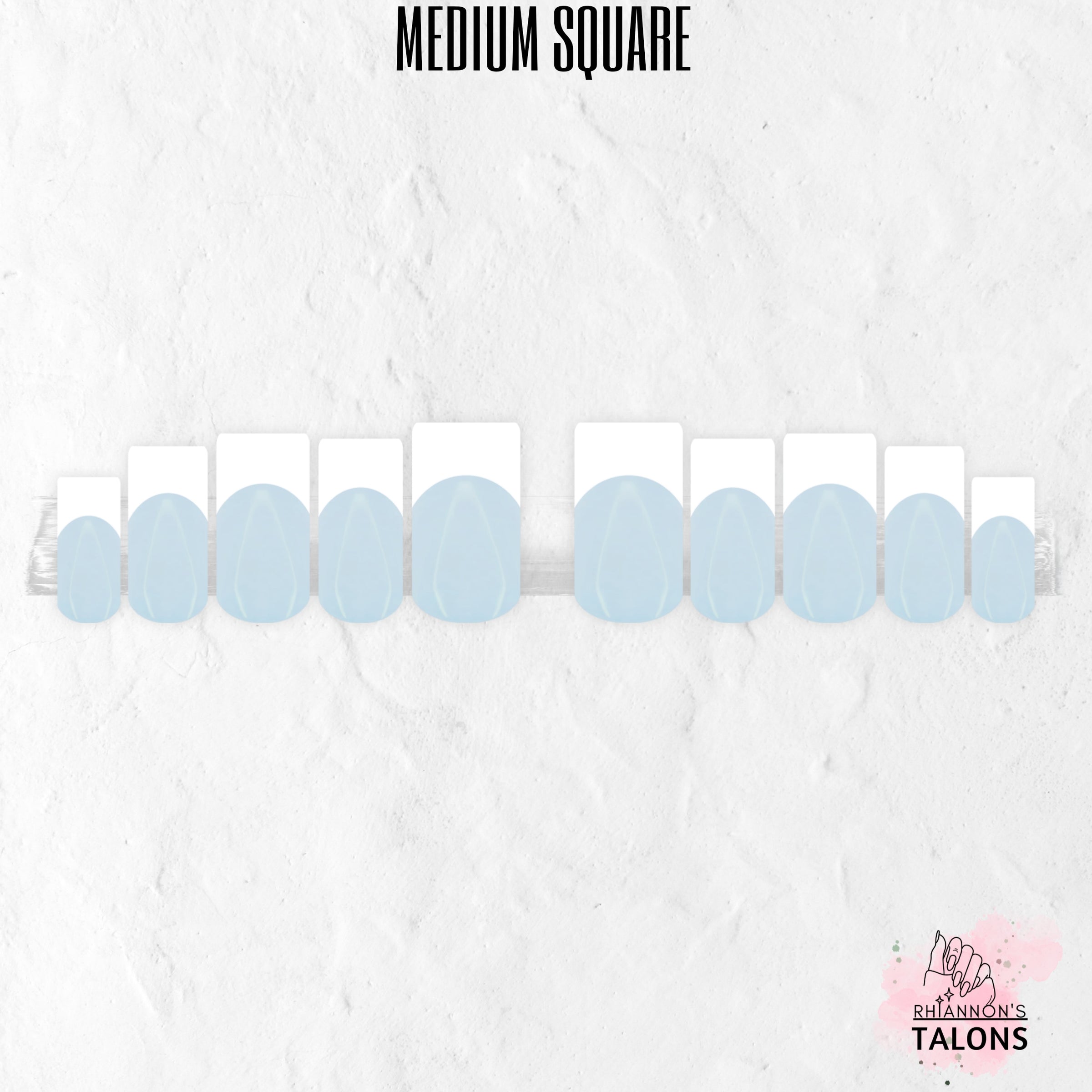 Azure Mist blue French tip press-on nails