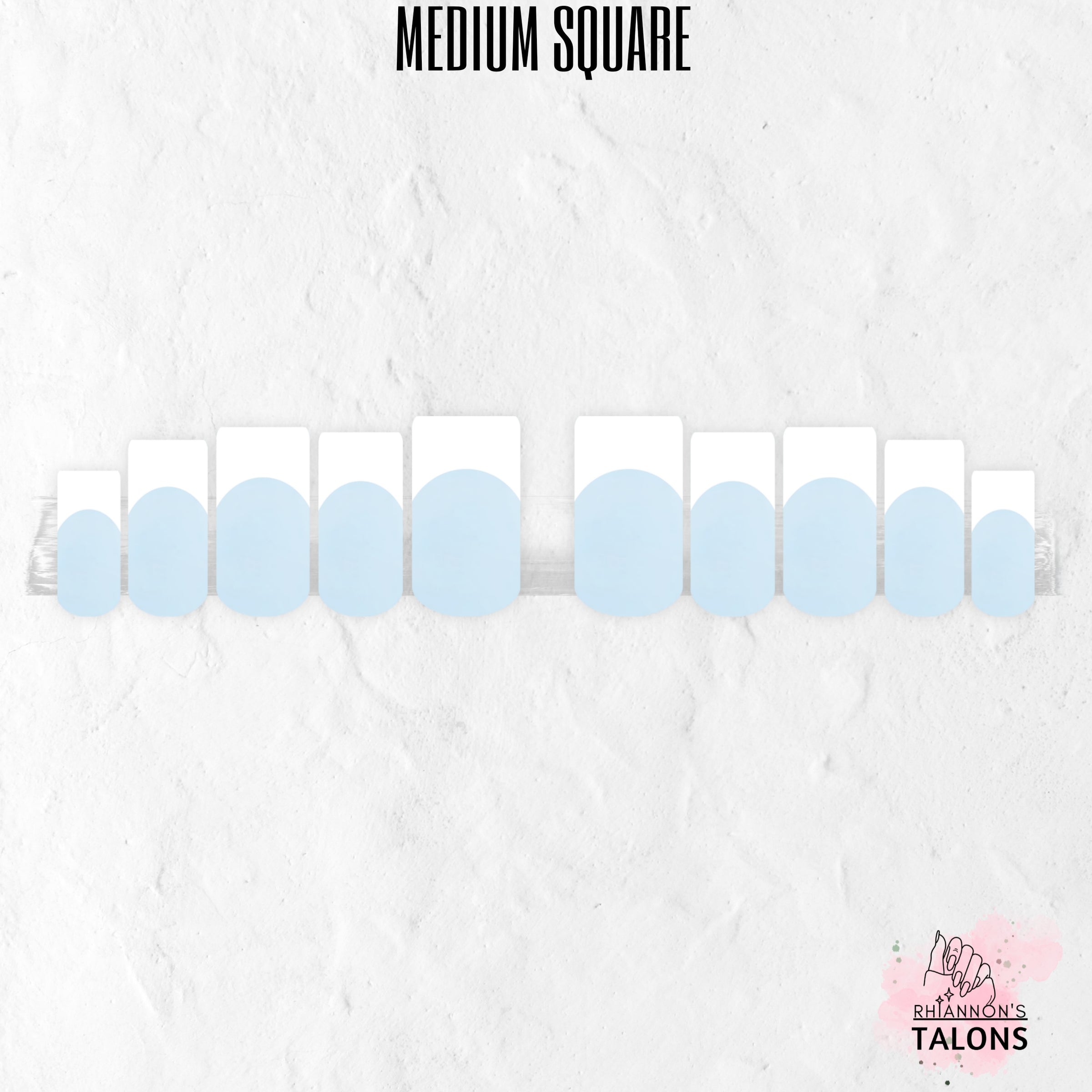 Azure Mist blue French tip press-on nails