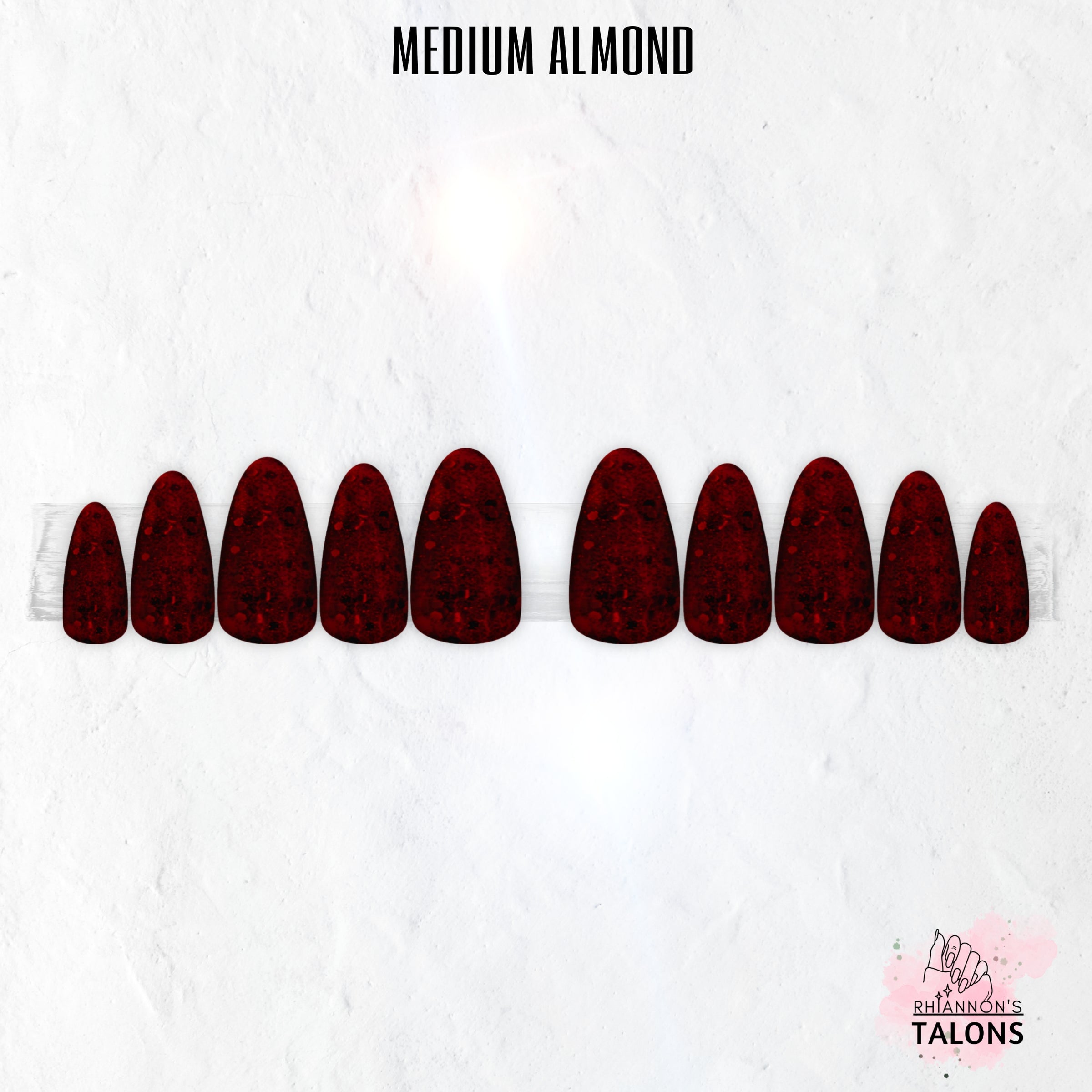 Black Cherry Glitz dark red glitter press-on nails