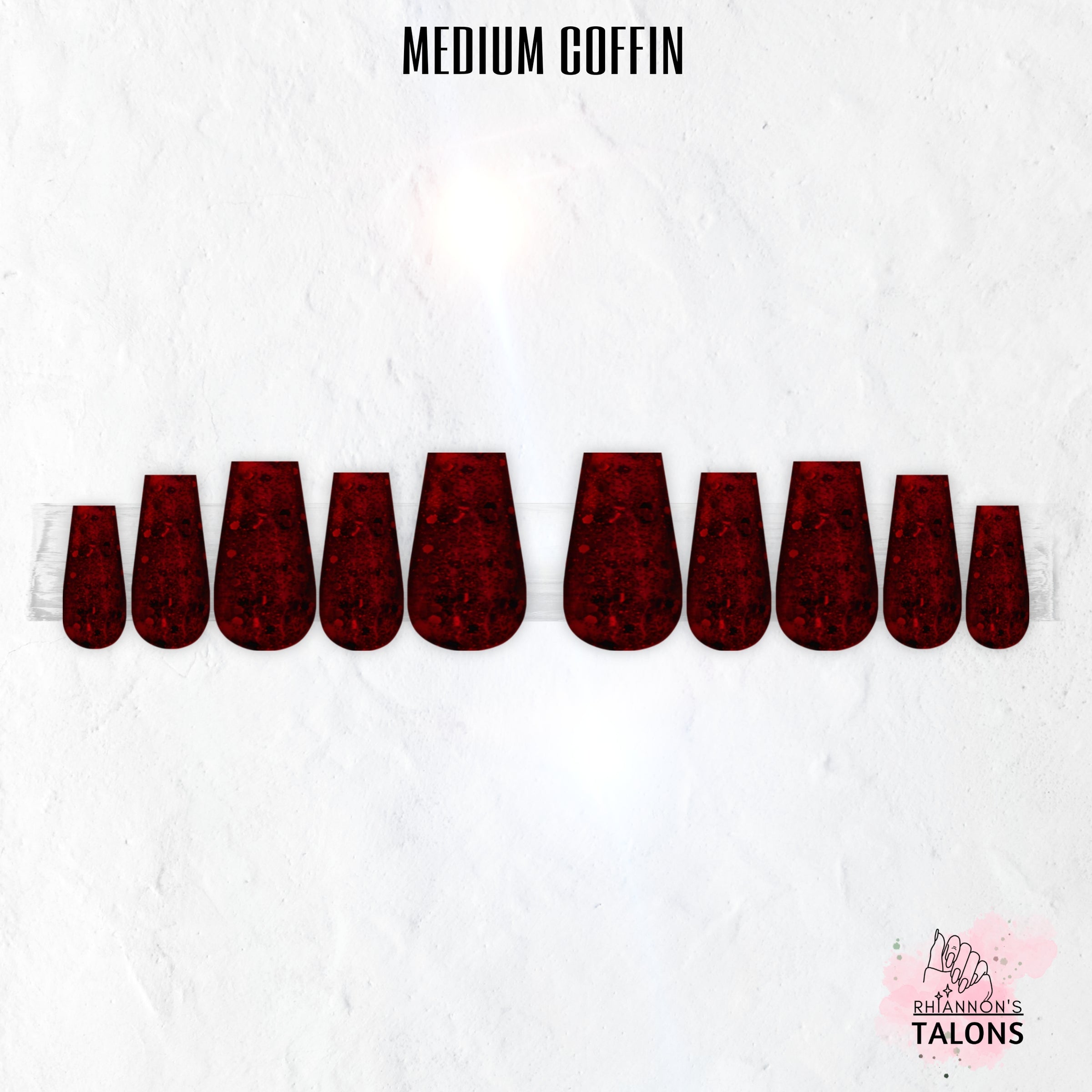 Black Cherry Glitz dark red glitter press-on nails