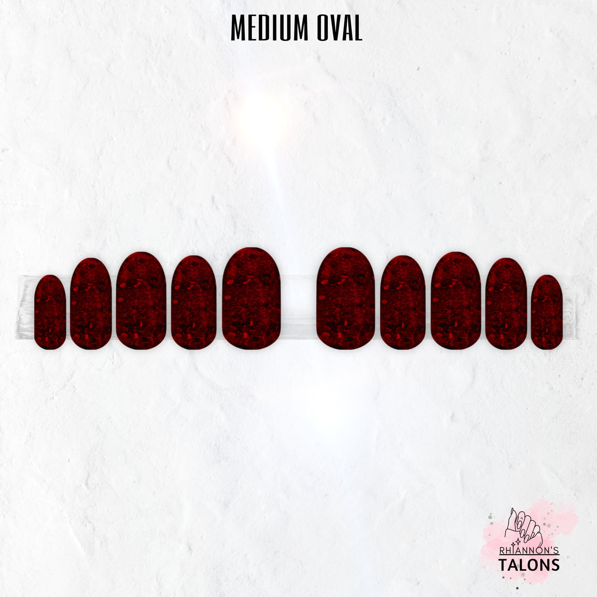 Black Cherry Glitz dark red glitter press-on nails