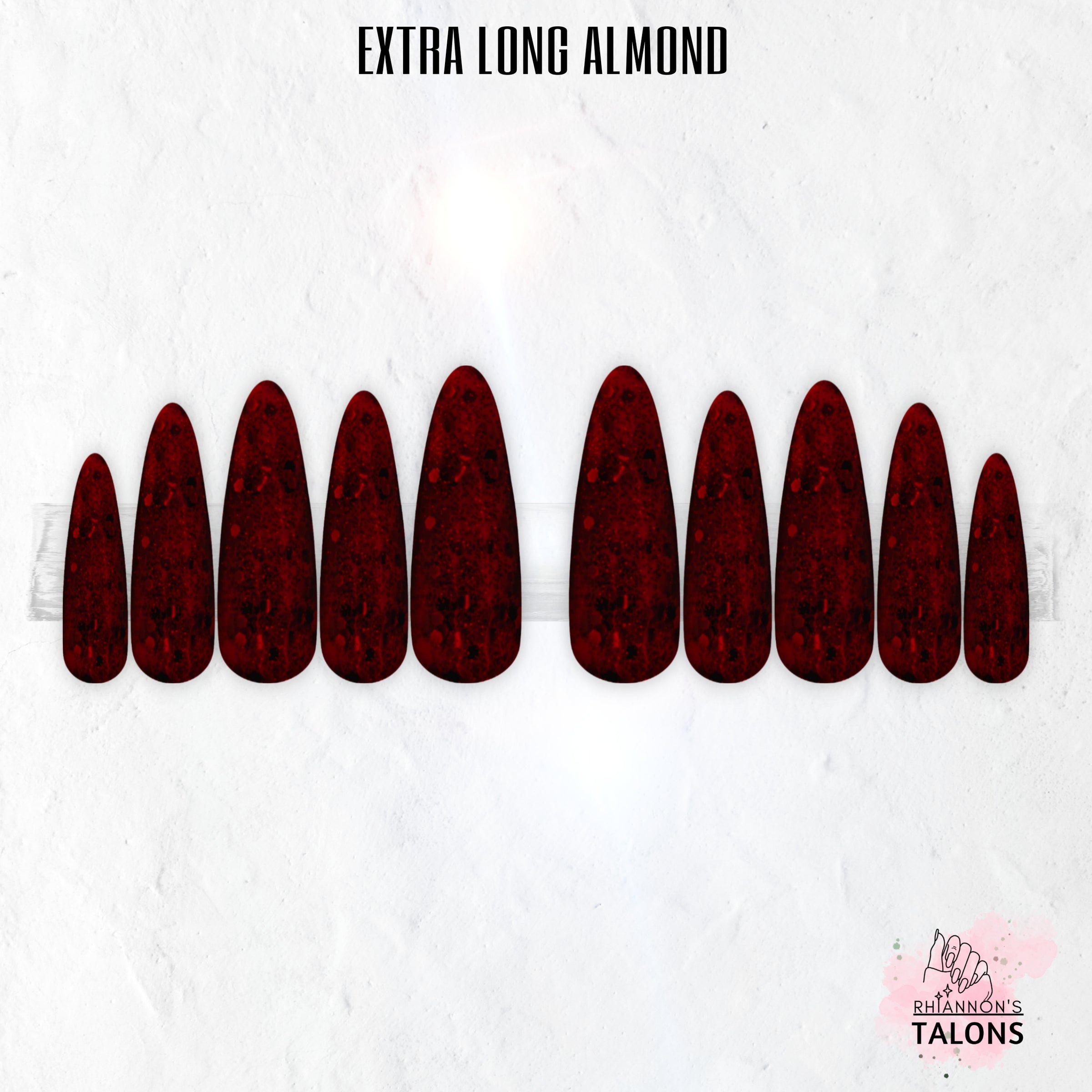 Black Cherry Glitz dark red glitter press-on nails