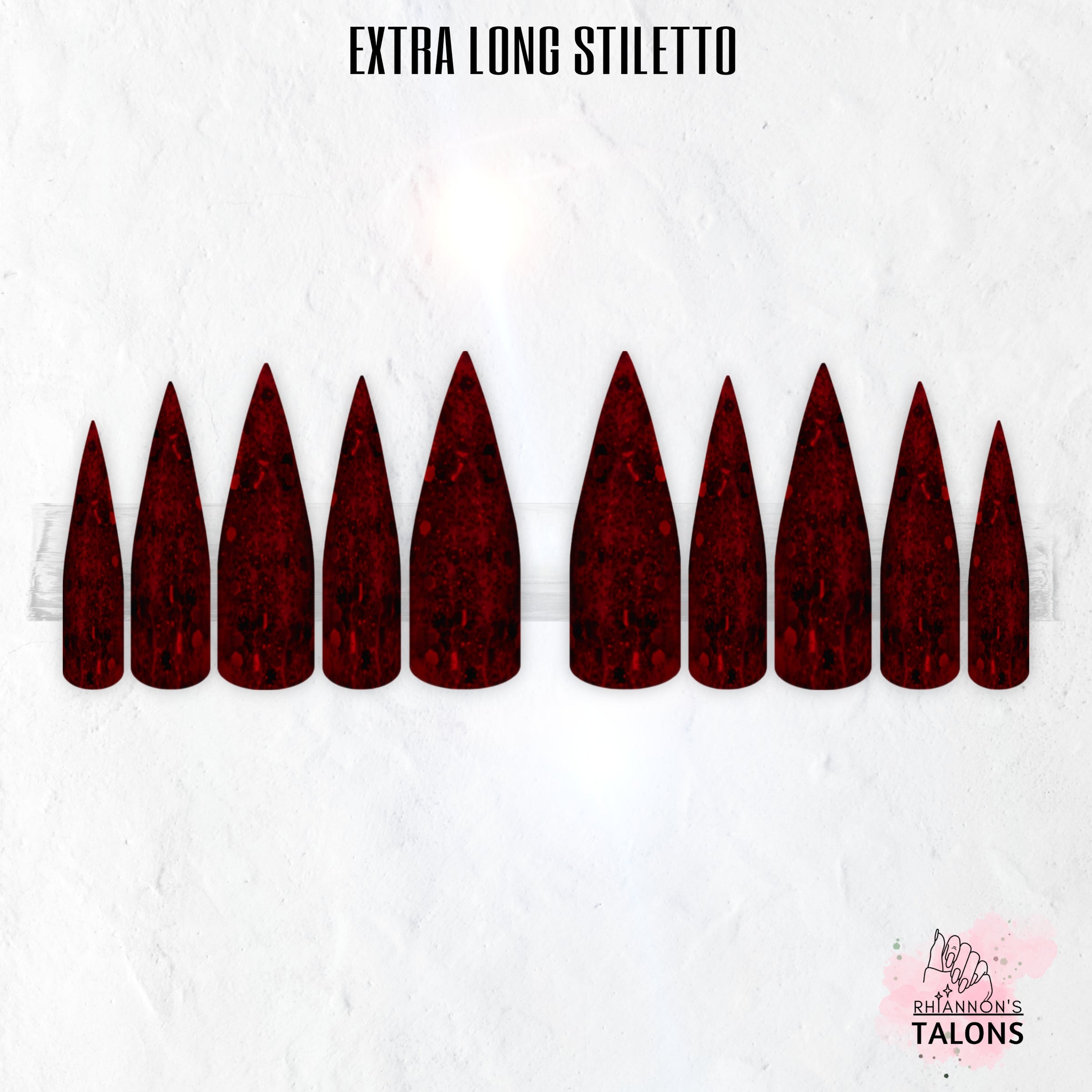 Black Cherry Glitz dark red glitter press-on nails