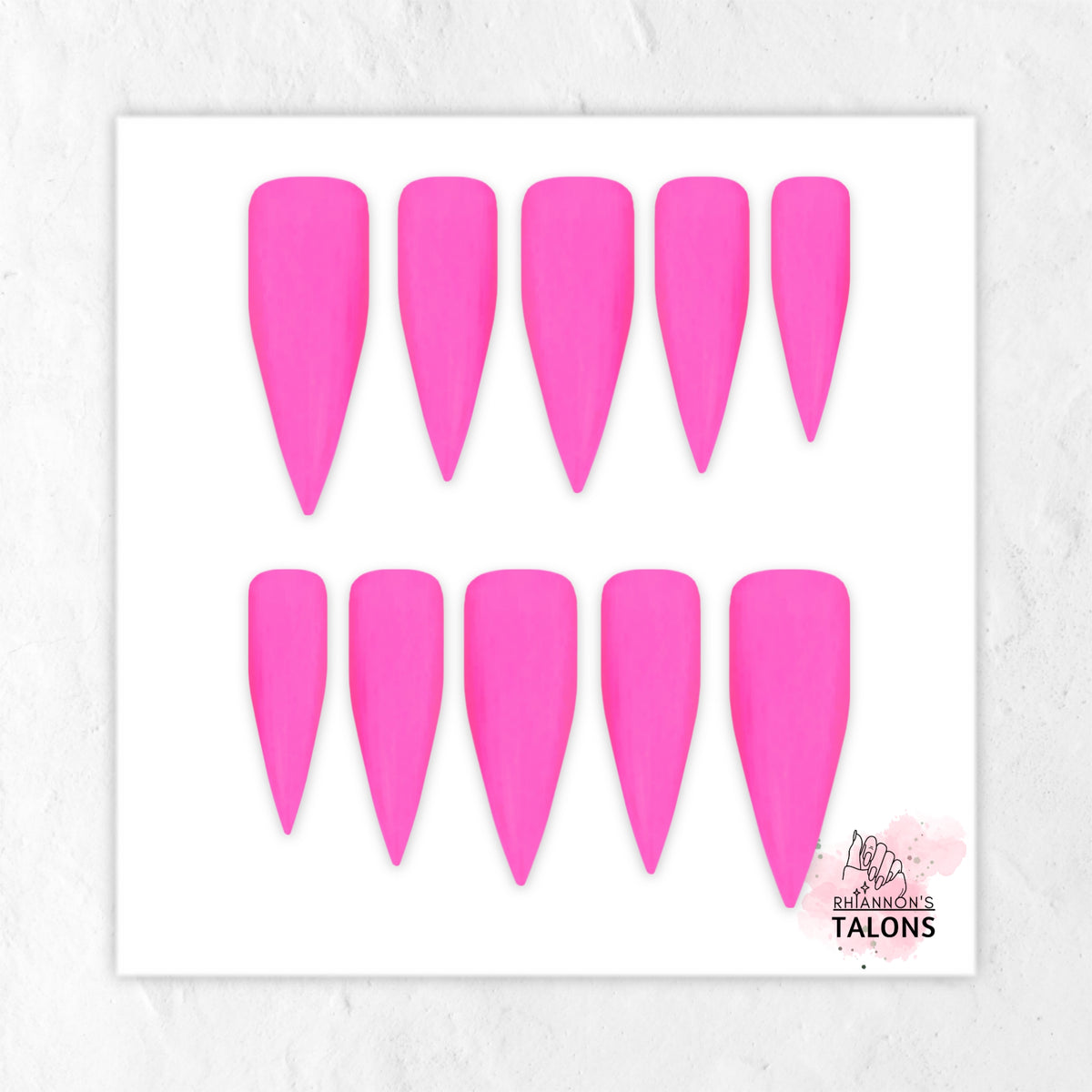 Bubblegum Pop bright pink long stiletto press-on nails with matte finish