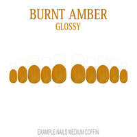 Burnt Amber orange brown French tip nails