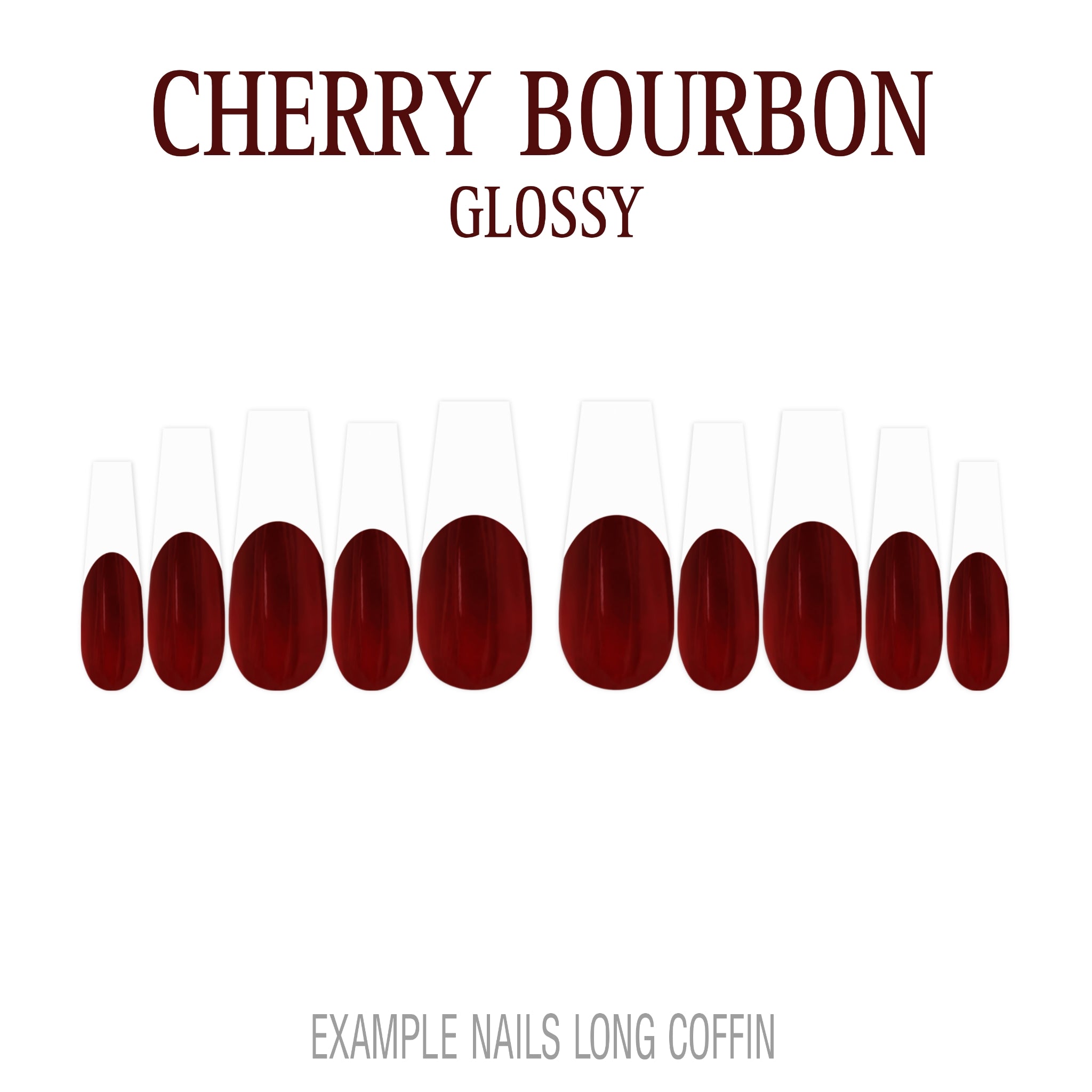 Cherry Bourbon deep red French tip nails
