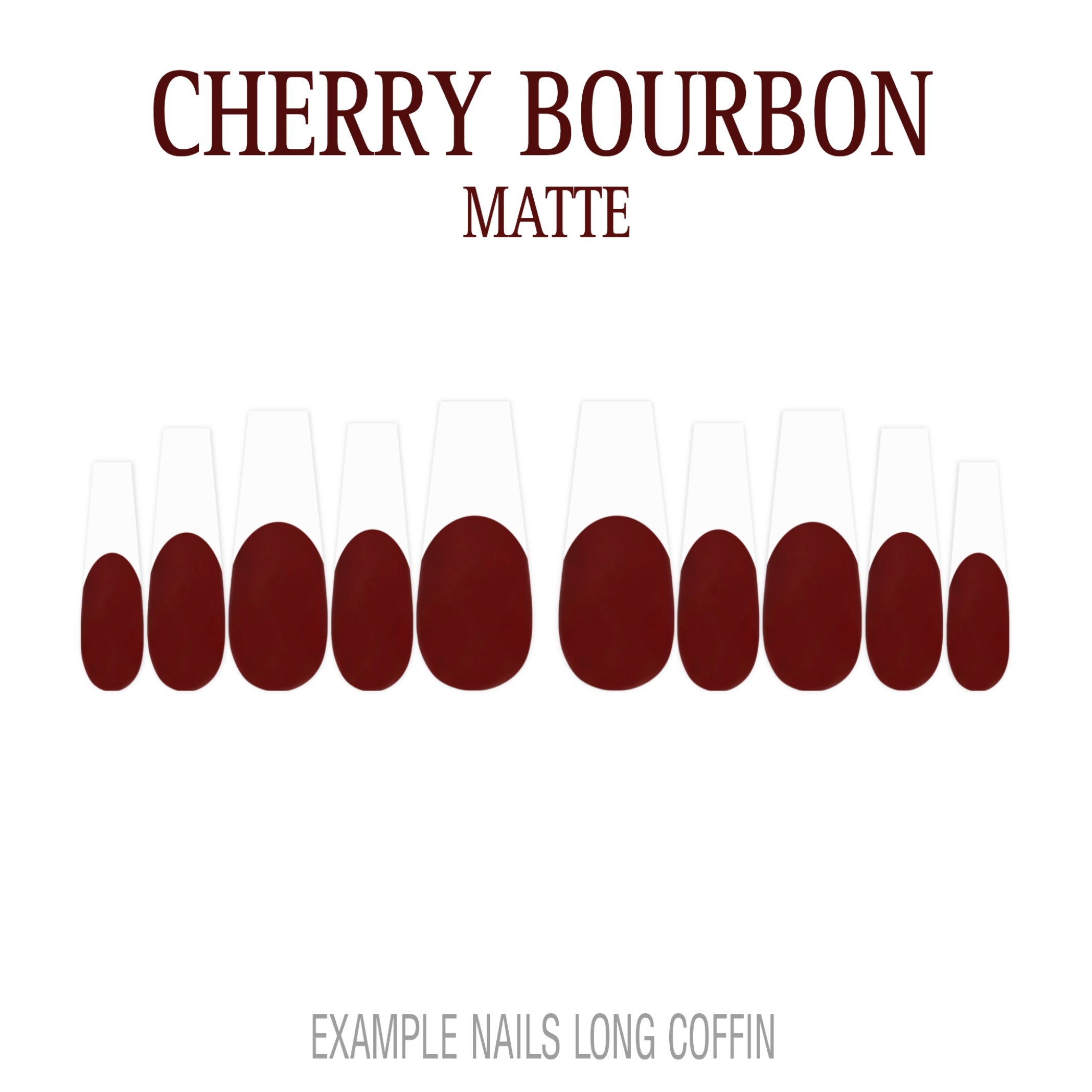 Cherry Bourbon deep red French tip nails