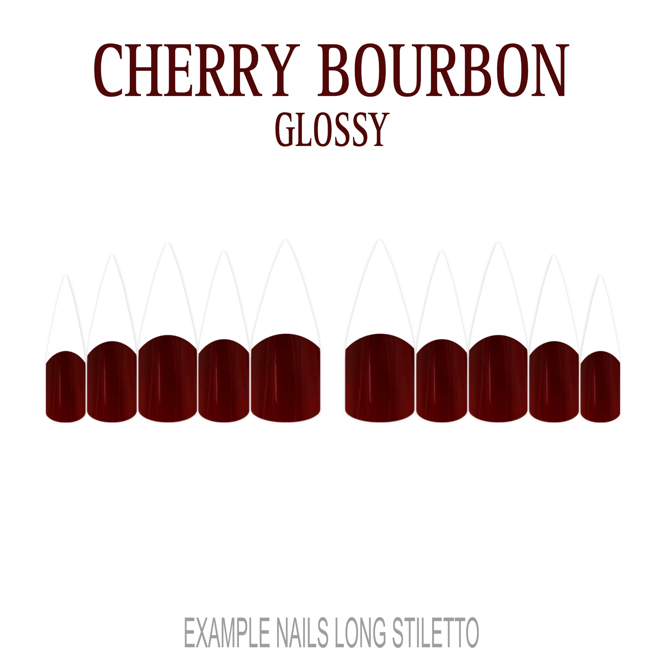 Cherry Bourbon deep red French tip nails