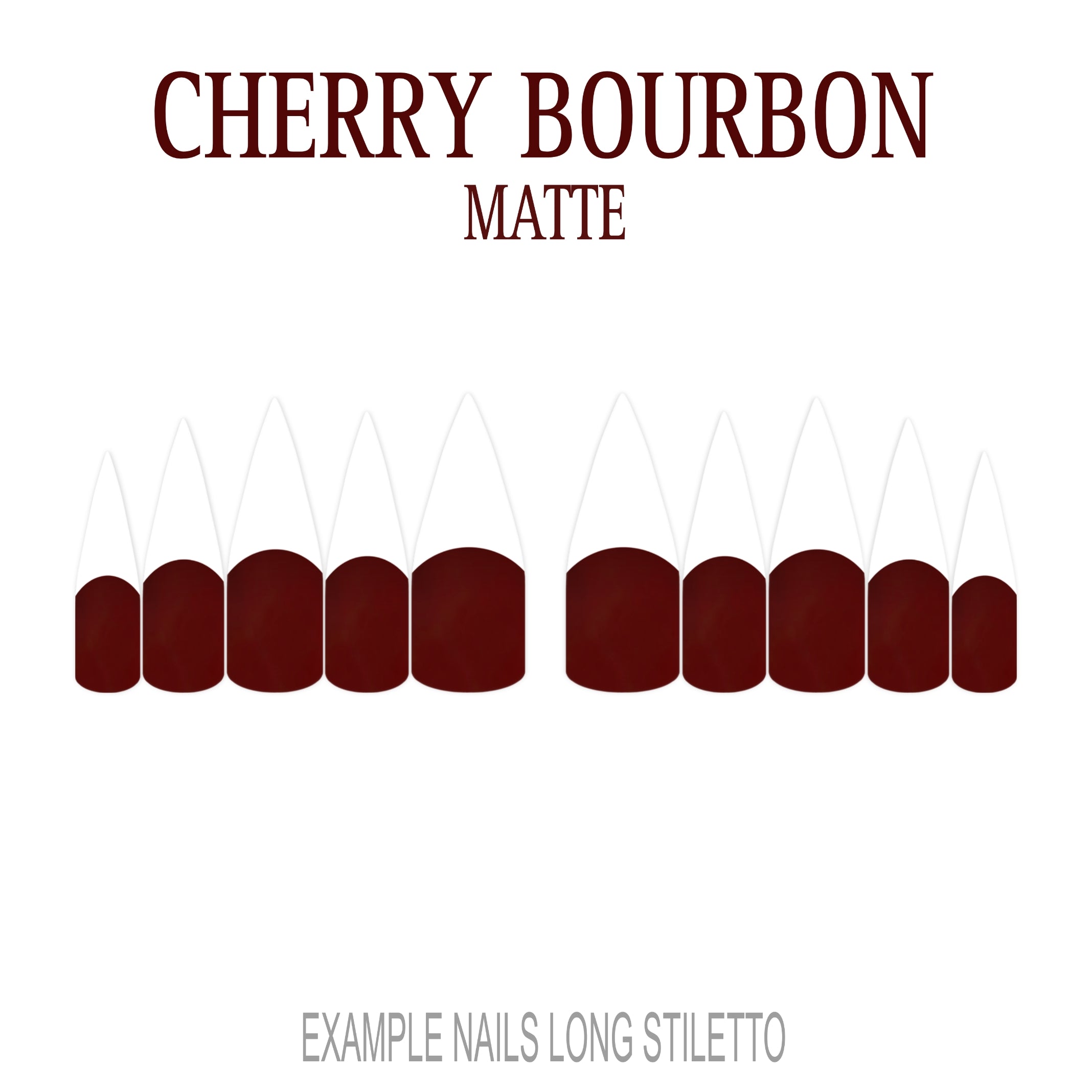 Cherry Bourbon deep red French tip nails
