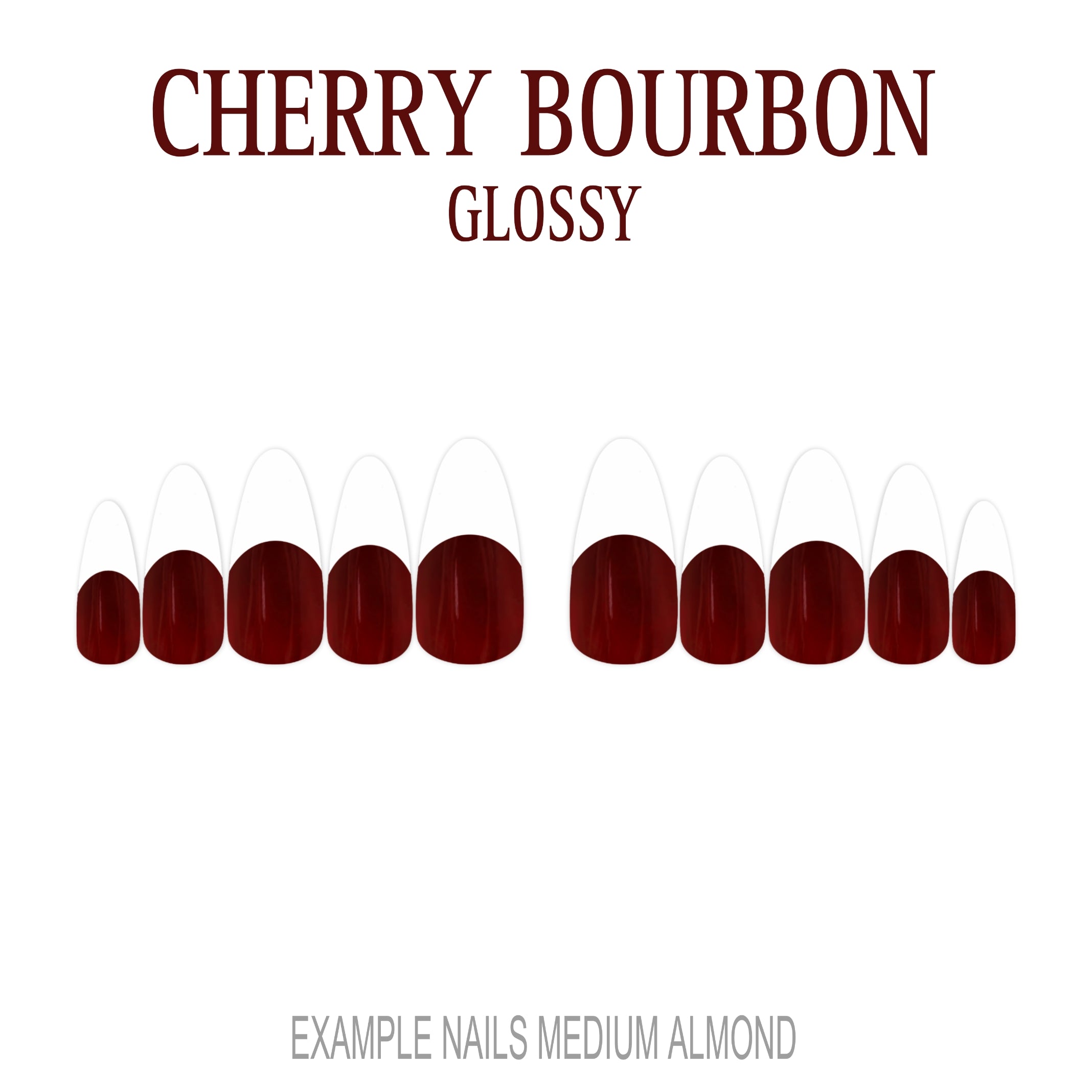 Cherry Bourbon deep red French tip nails