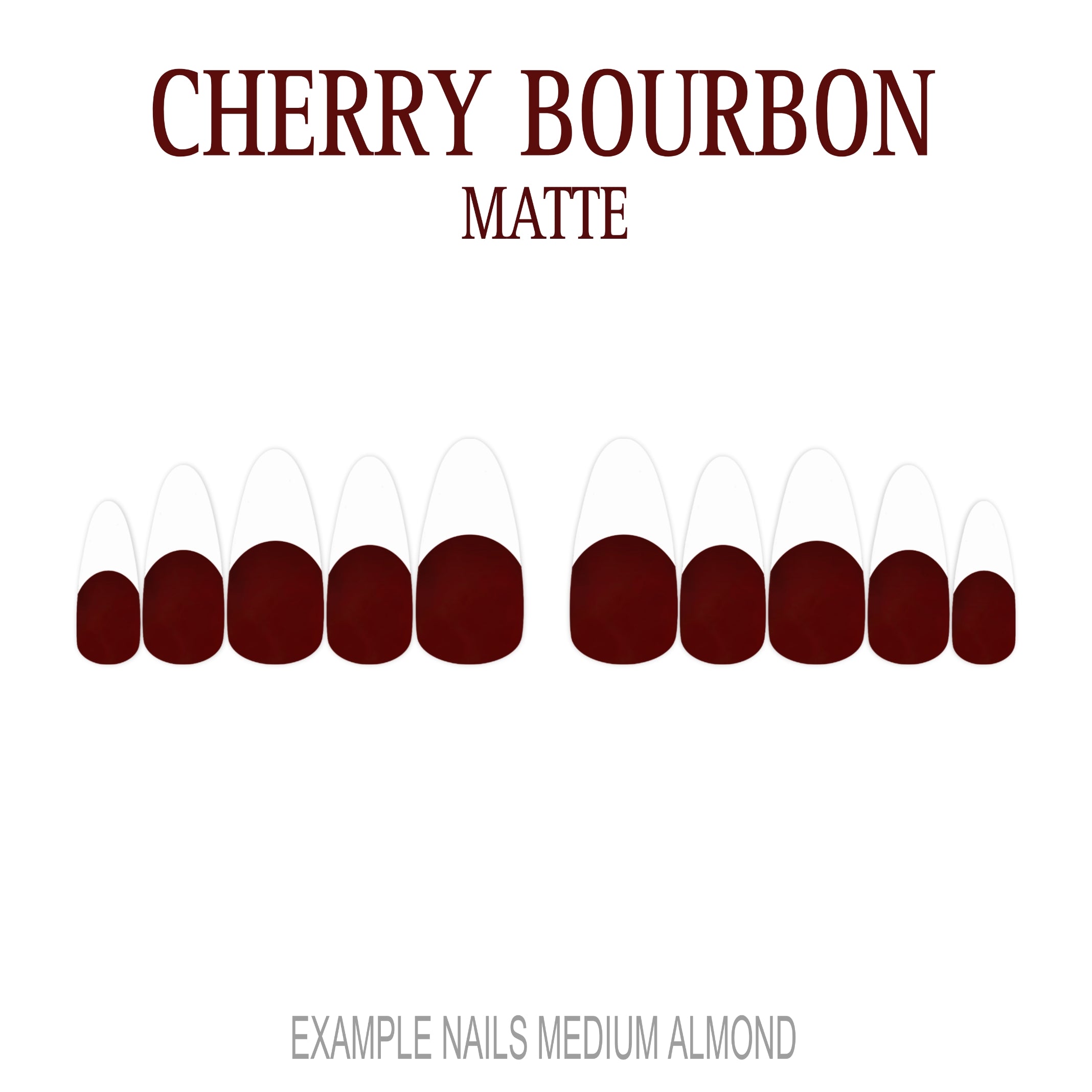 Cherry Bourbon deep red French tip nails