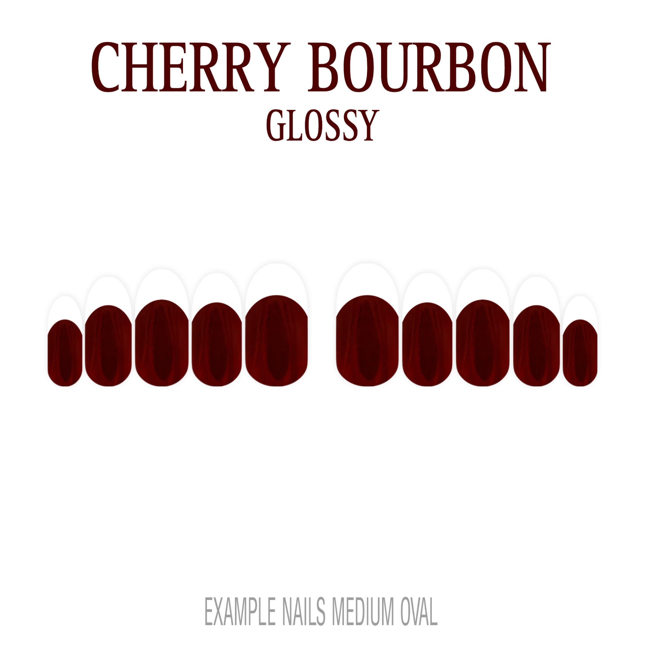 Cherry Bourbon deep red French tip nails