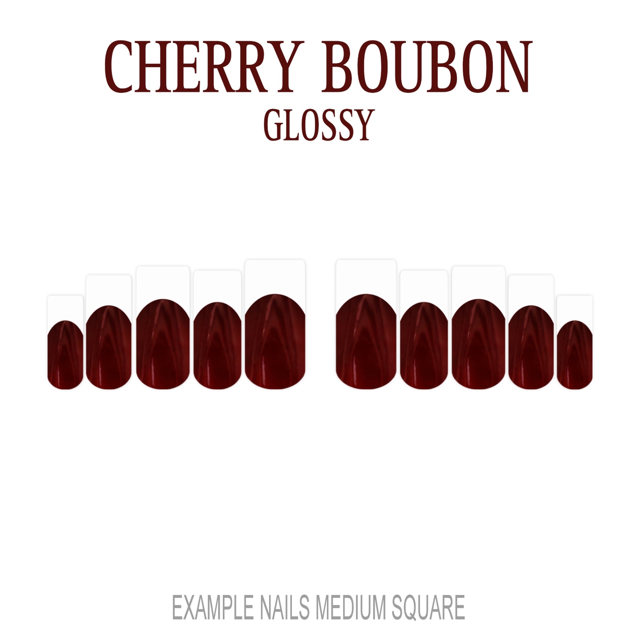 Cherry Bourbon deep red French tip nails