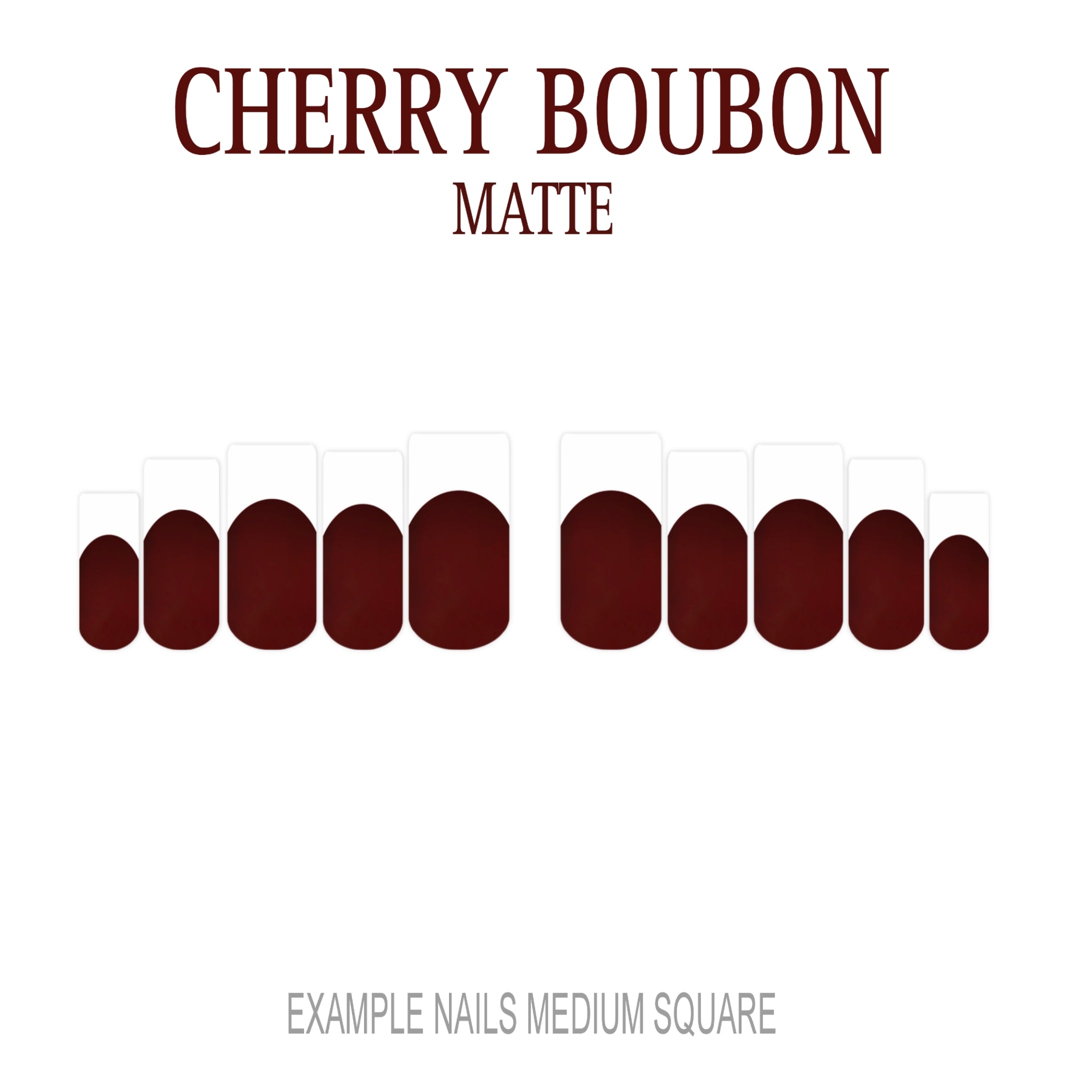 Cherry Bourbon deep red French tip nails