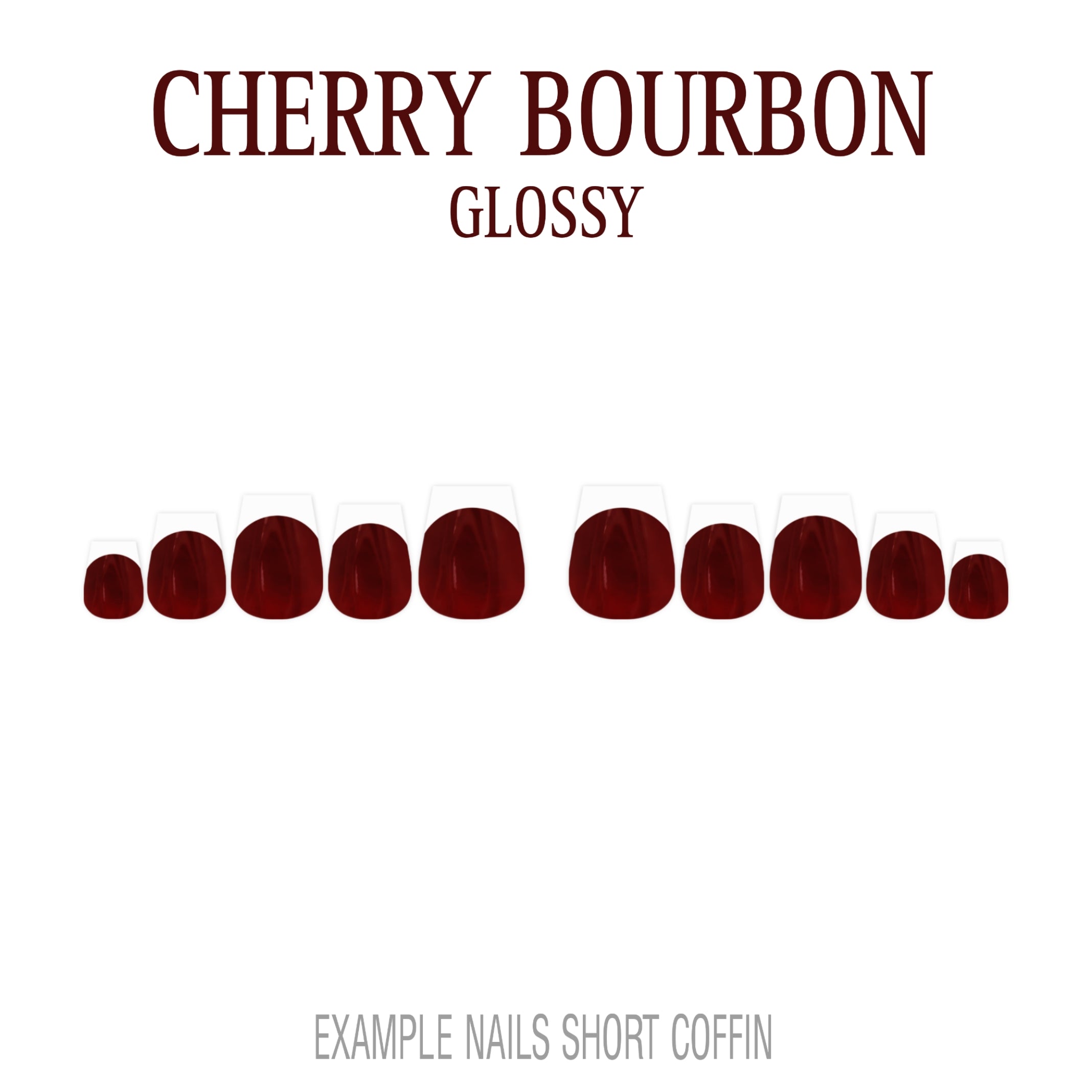 Cherry Bourbon deep red French tip nails