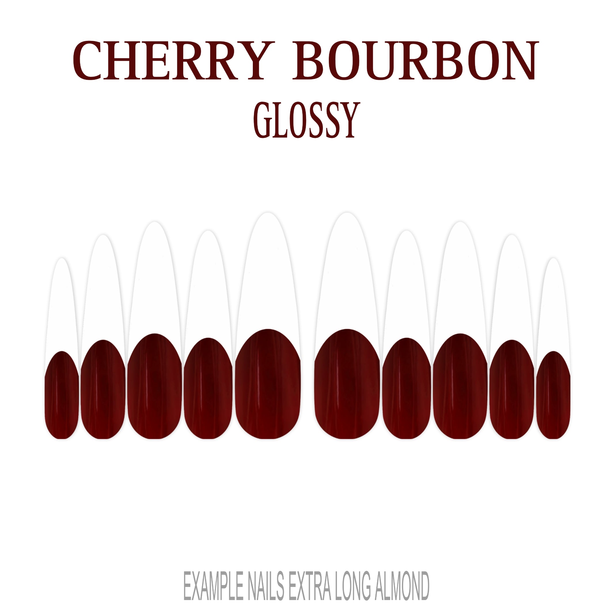 Cherry Bourbon deep red French tip nails