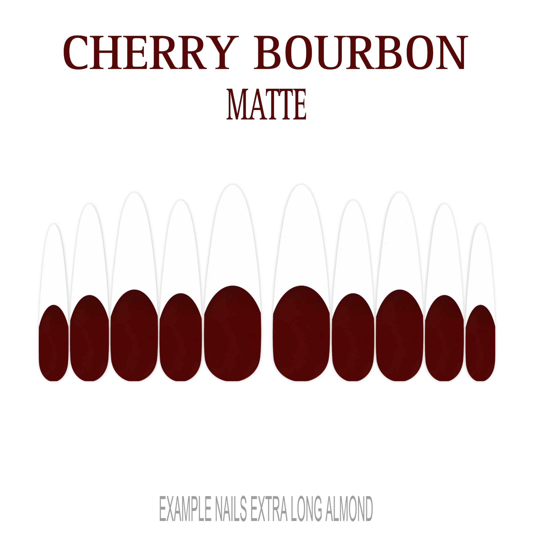 Cherry Bourbon deep red French tip nails