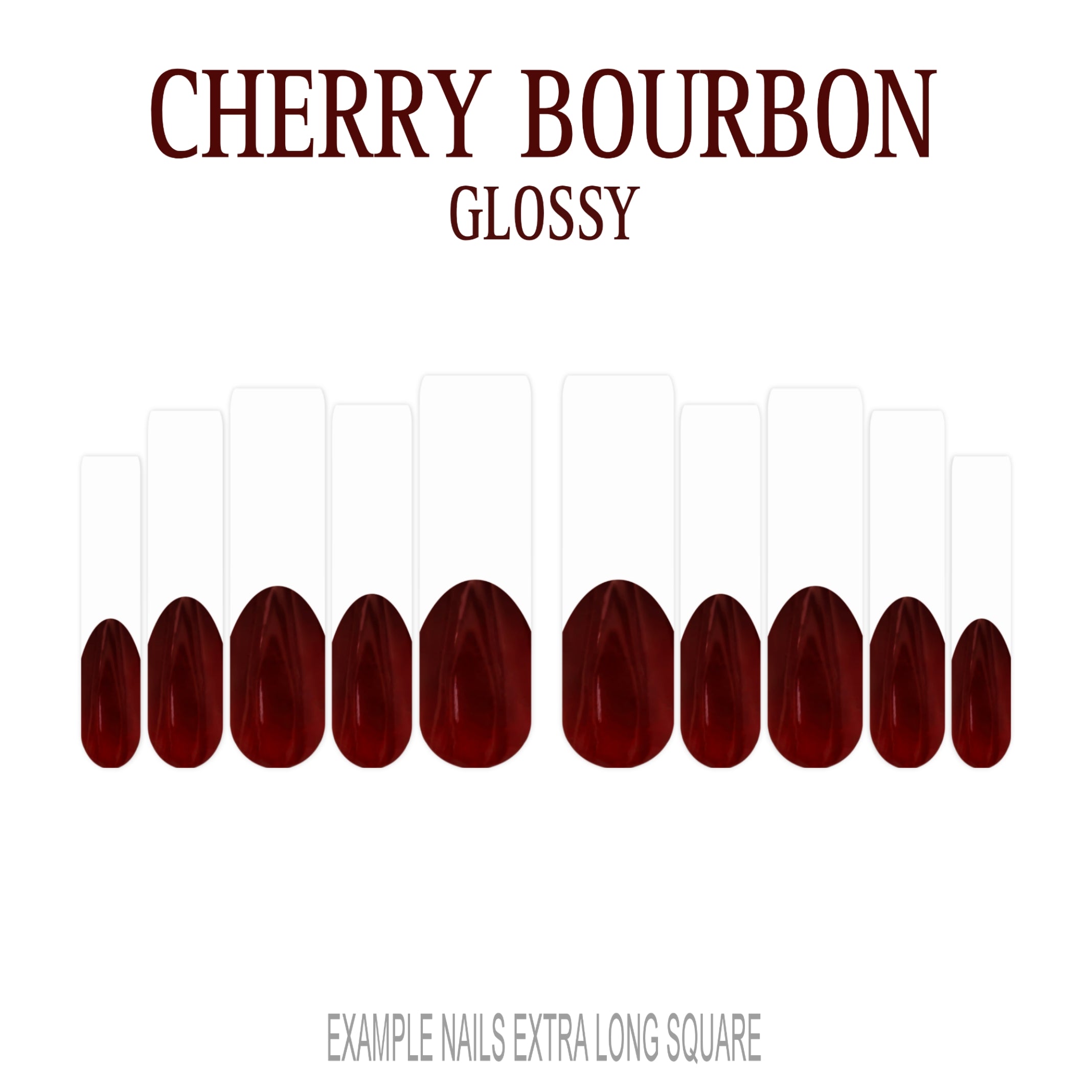 Cherry Bourbon deep red French tip nails