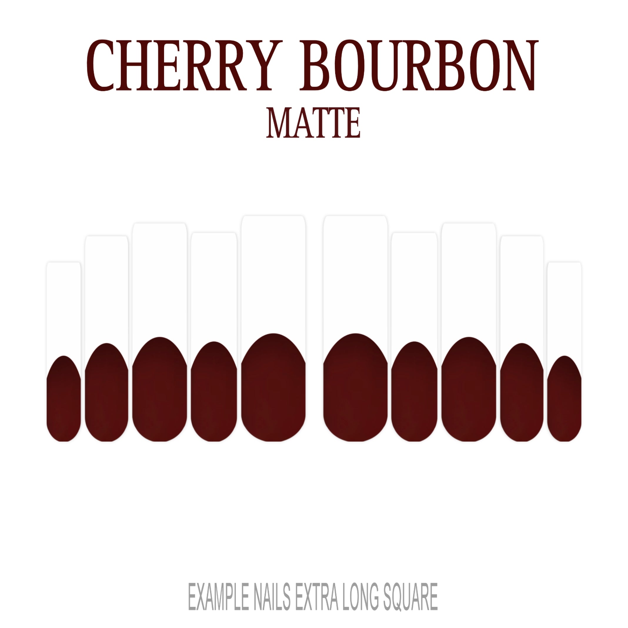 Cherry Bourbon deep red French tip nails