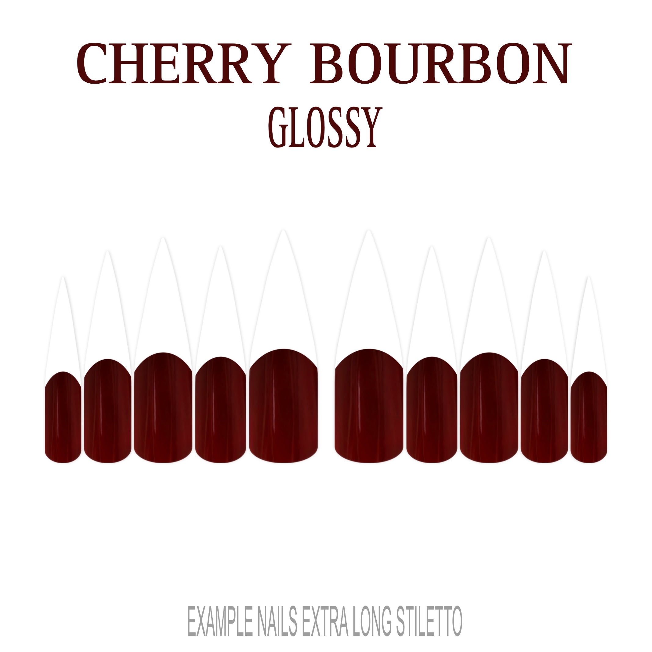 Cherry Bourbon deep red French tip nails
