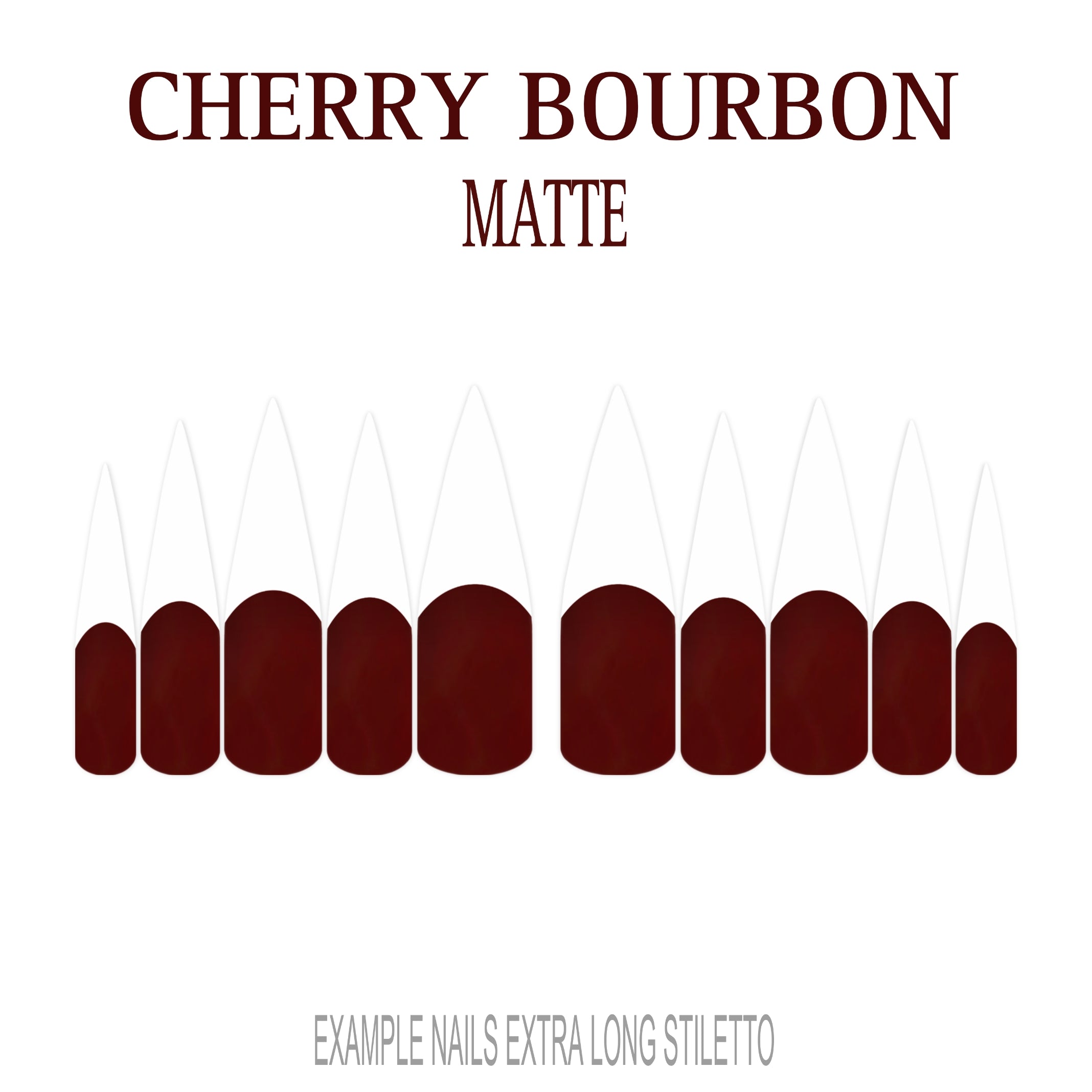 Cherry Bourbon deep red French tip nails