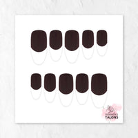 Chocolate Delight brown French tip nails