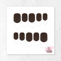 Chocolate Delight brown French tip nails