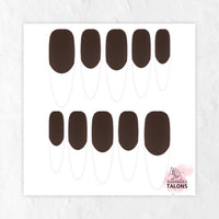 Chocolate Delight brown French tip nails