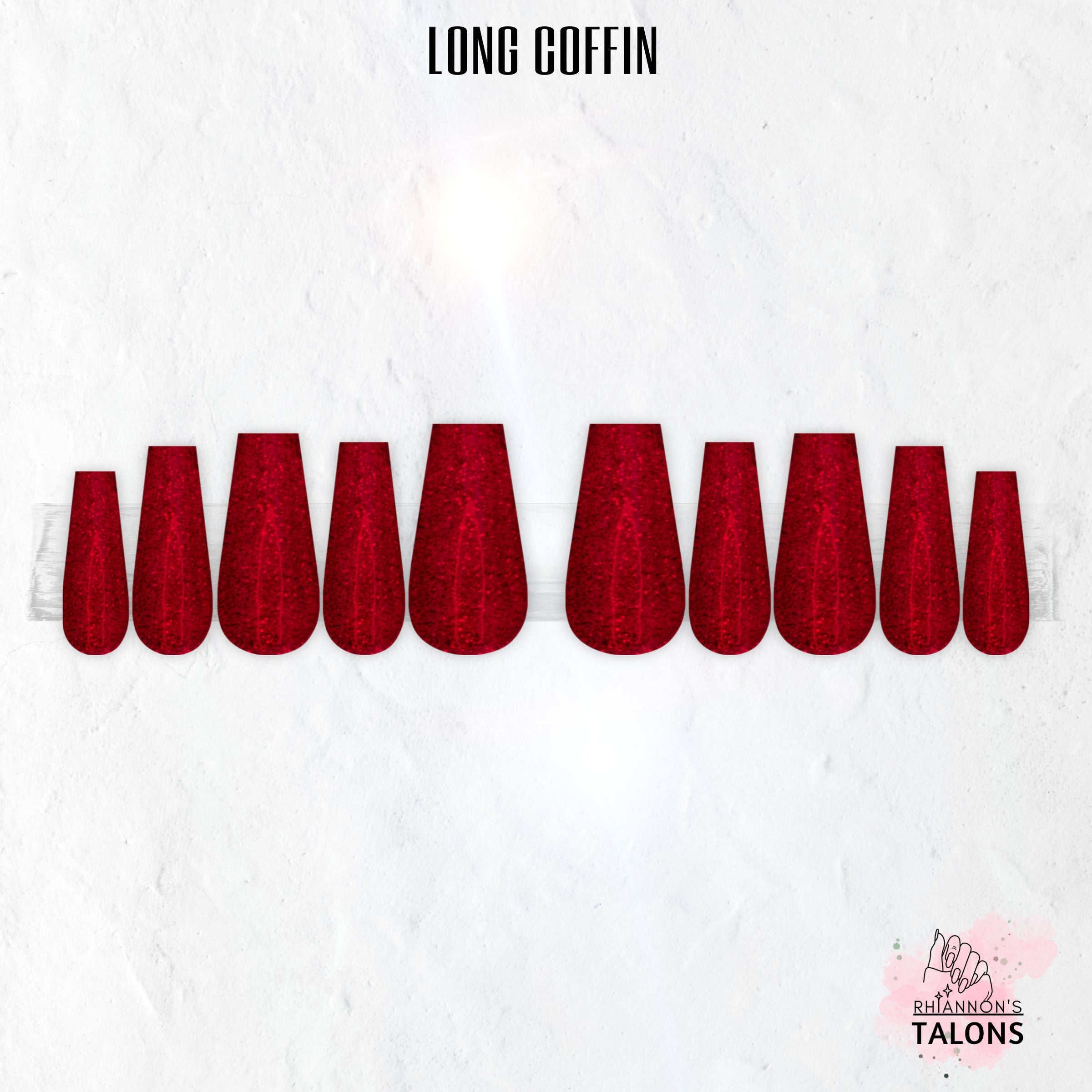 Crimson Glimmer red glitter press-on nails