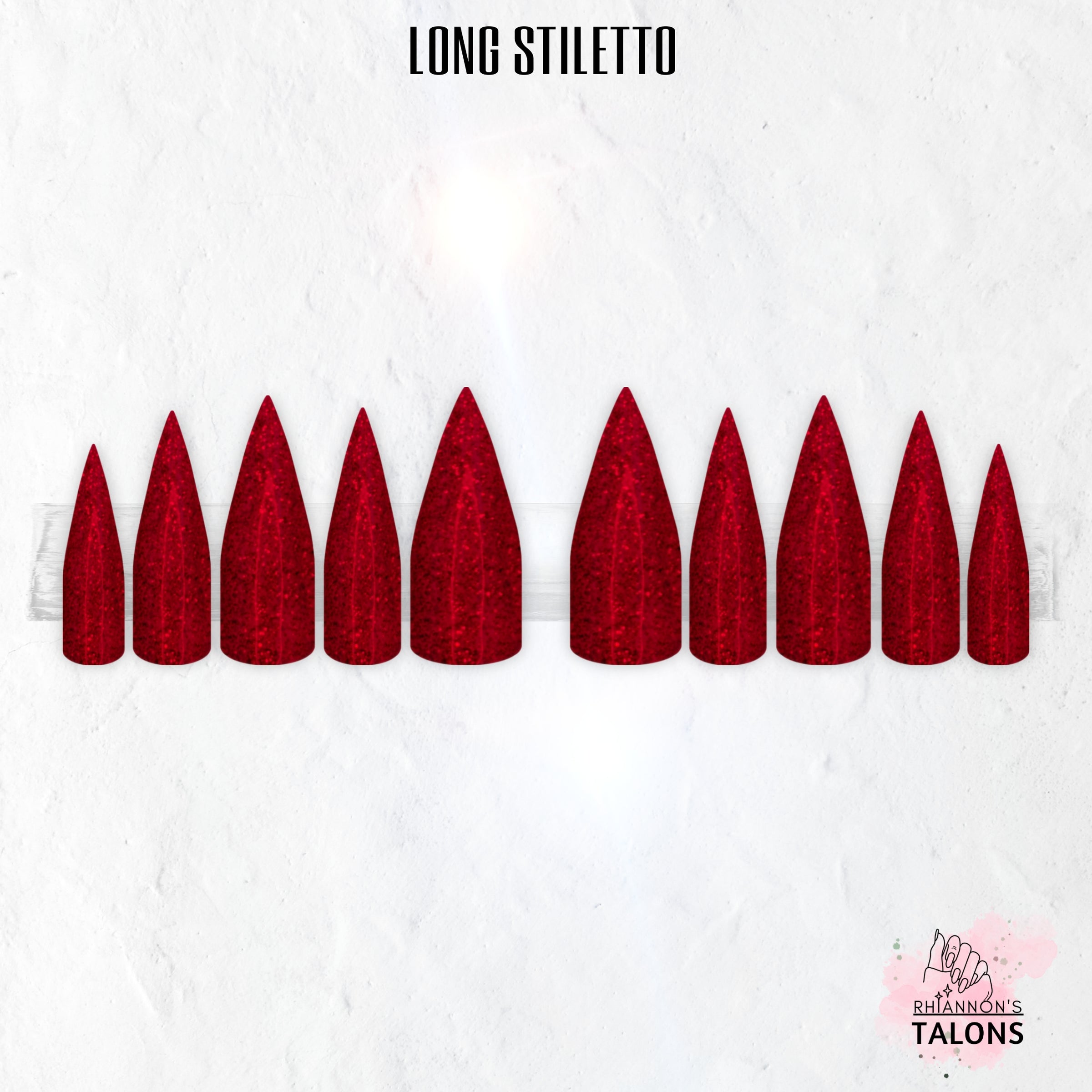 Crimson Glimmer red glitter press-on nails