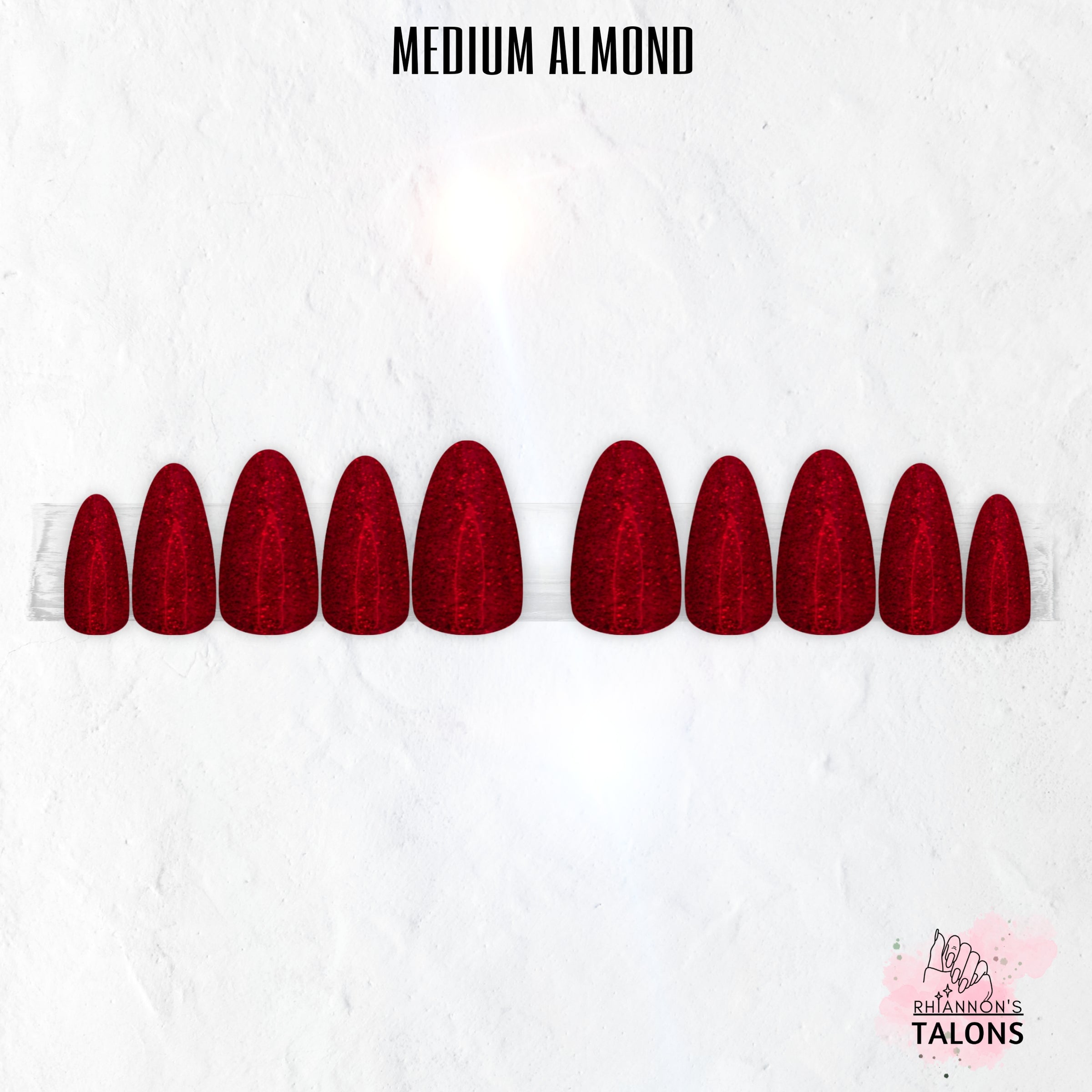 Crimson Glimmer red glitter press-on nails
