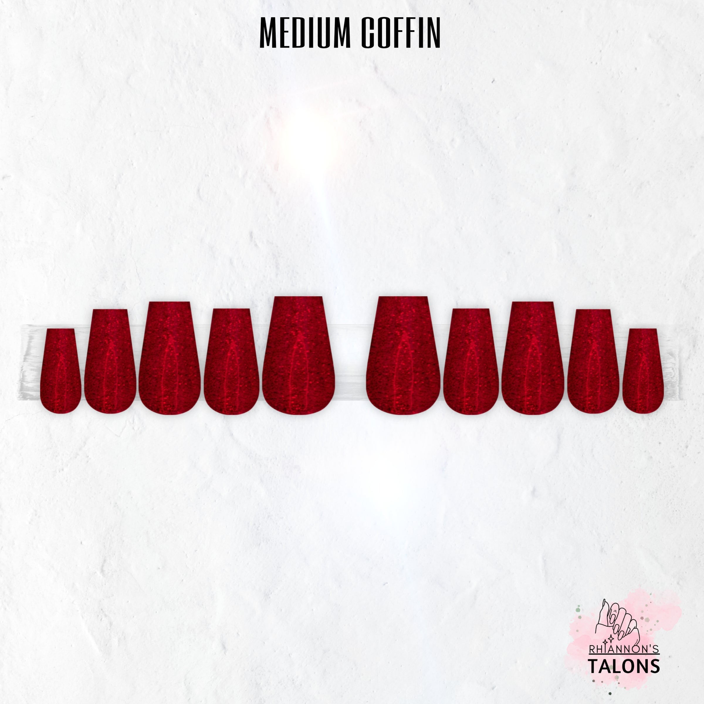 Crimson Glimmer red glitter press-on nails