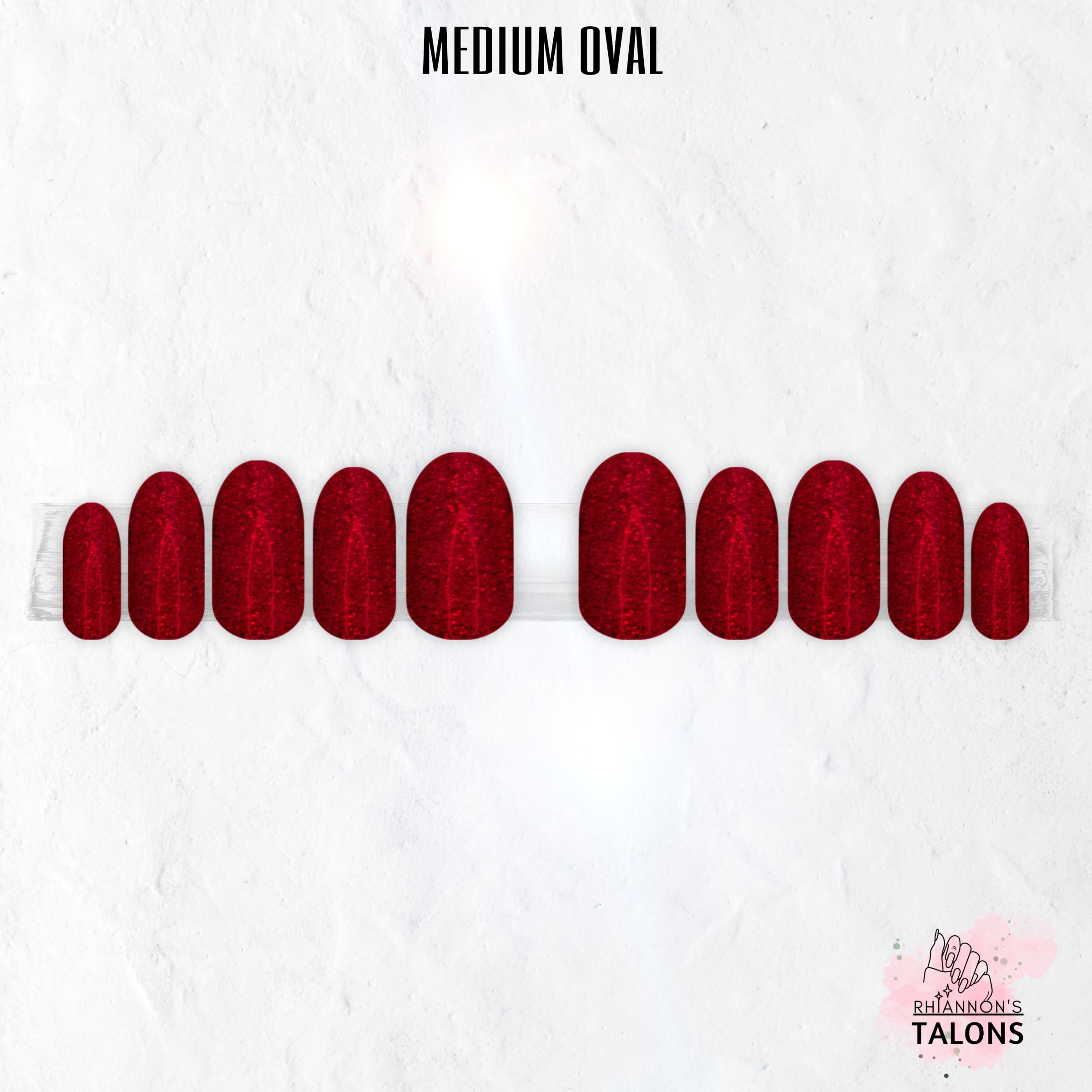 Crimson Glimmer red glitter press-on nails