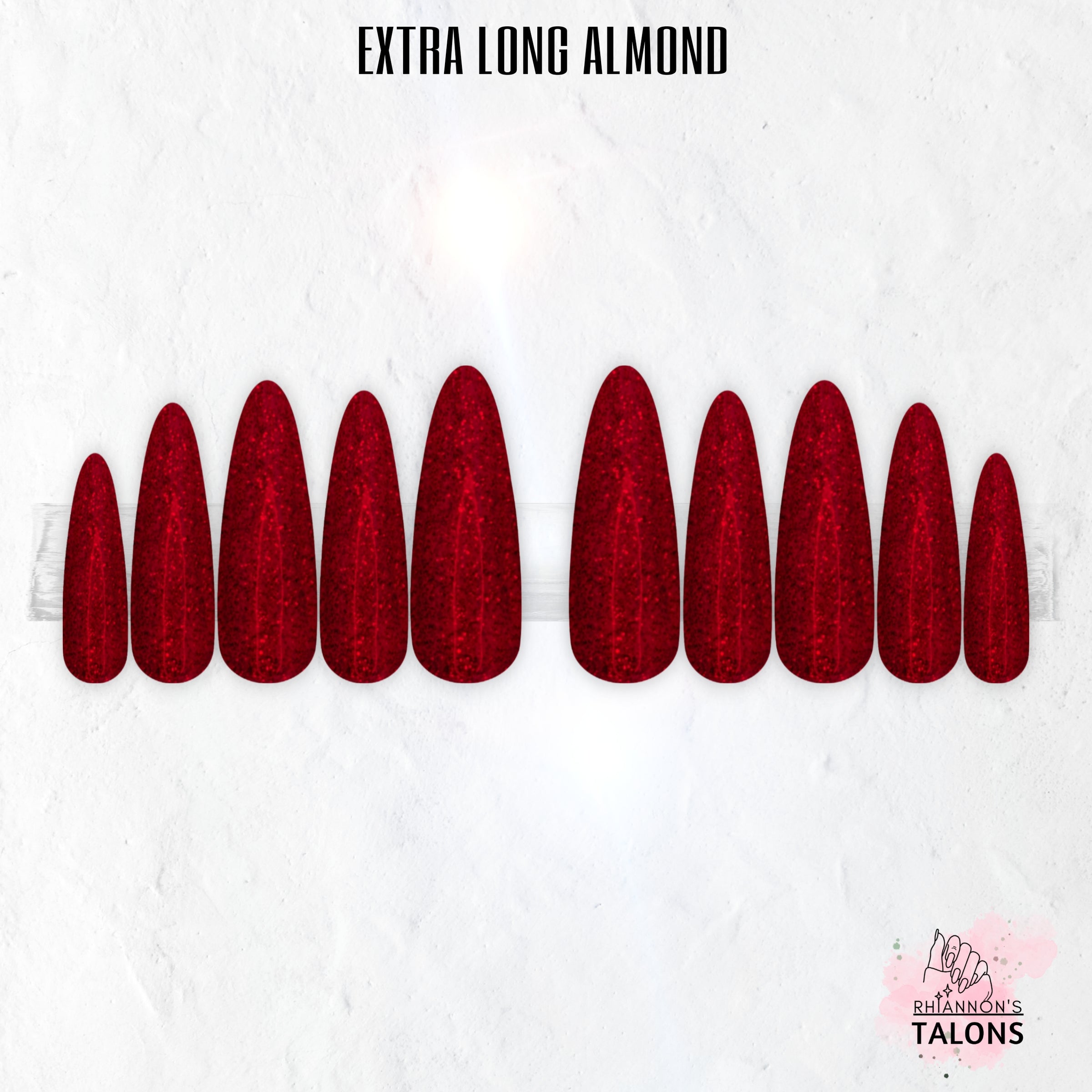 Crimson Glimmer red glitter press-on nails
