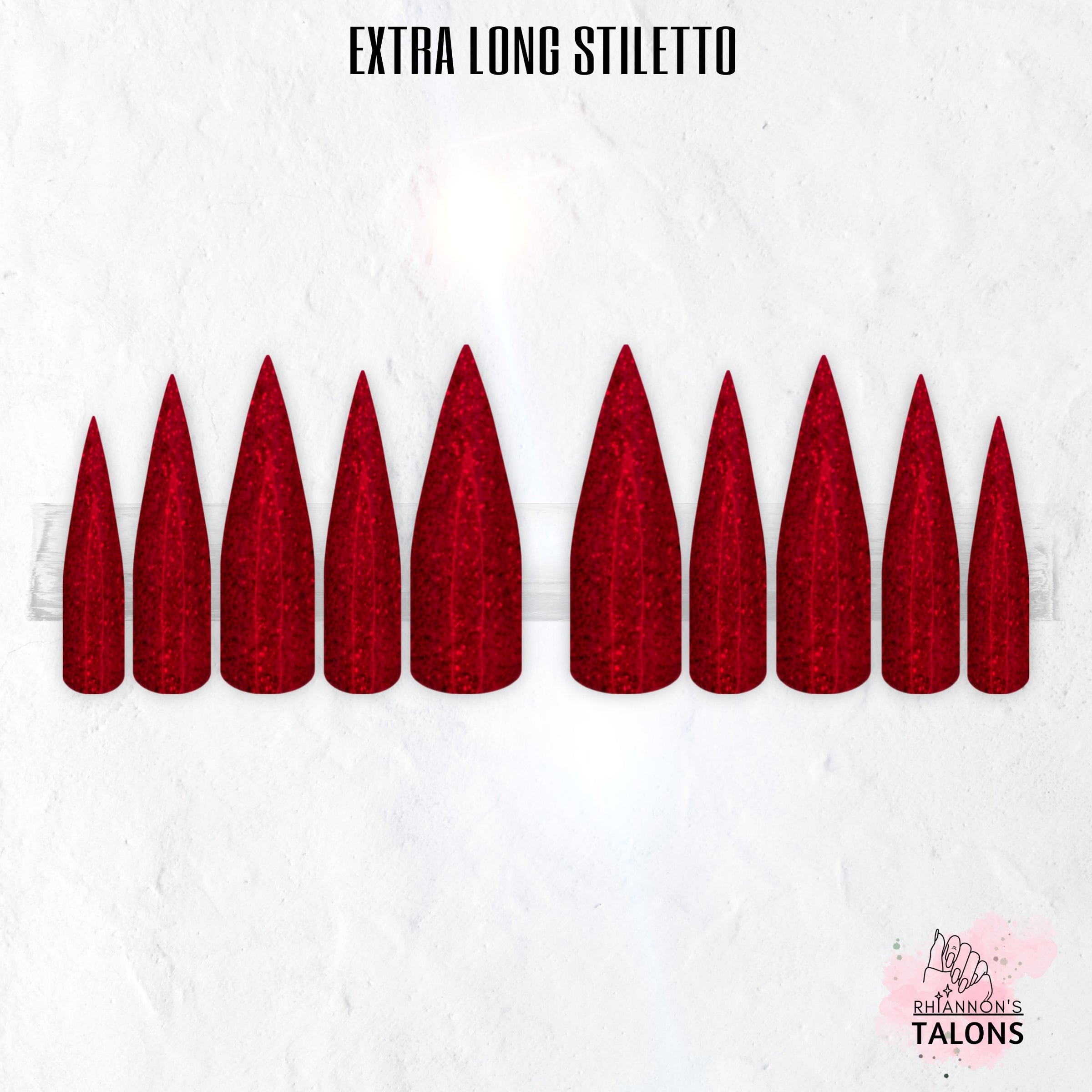 Crimson Glimmer red glitter press-on nails