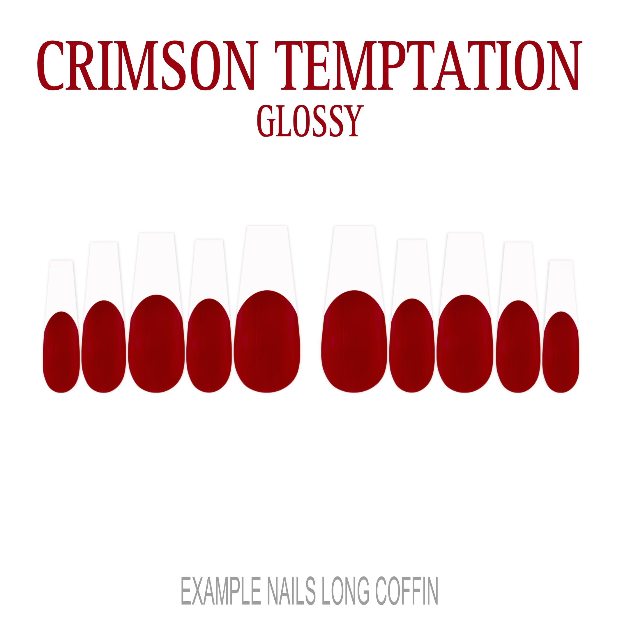 Crimson Temptation red French tip press-on nails