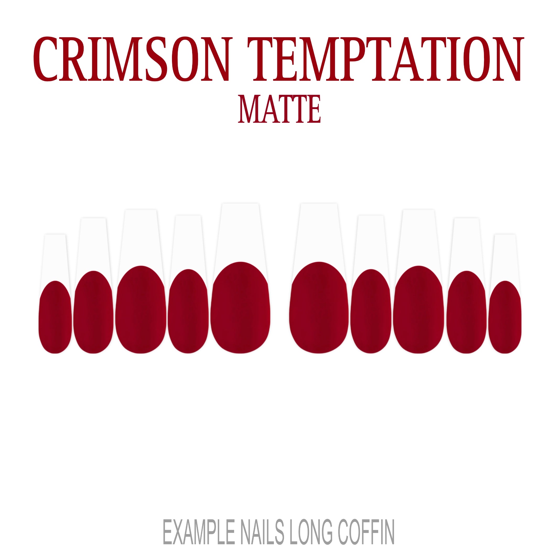 Crimson Temptation red French tip press-on nails