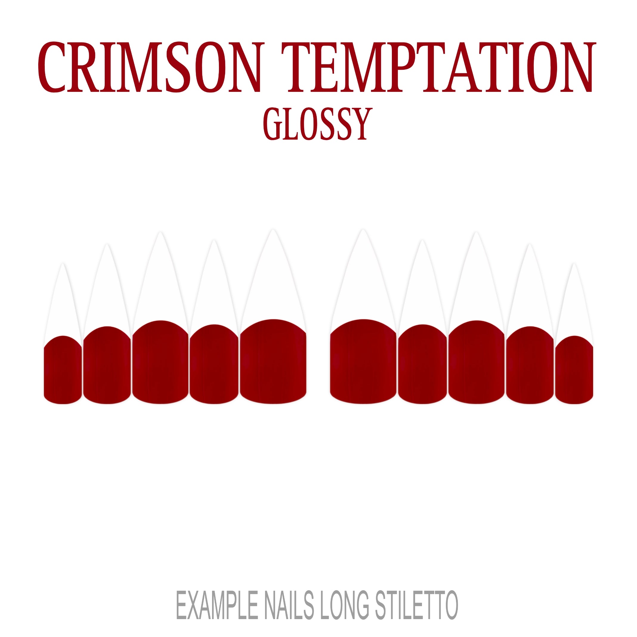 Crimson Temptation red French tip press-on nails
