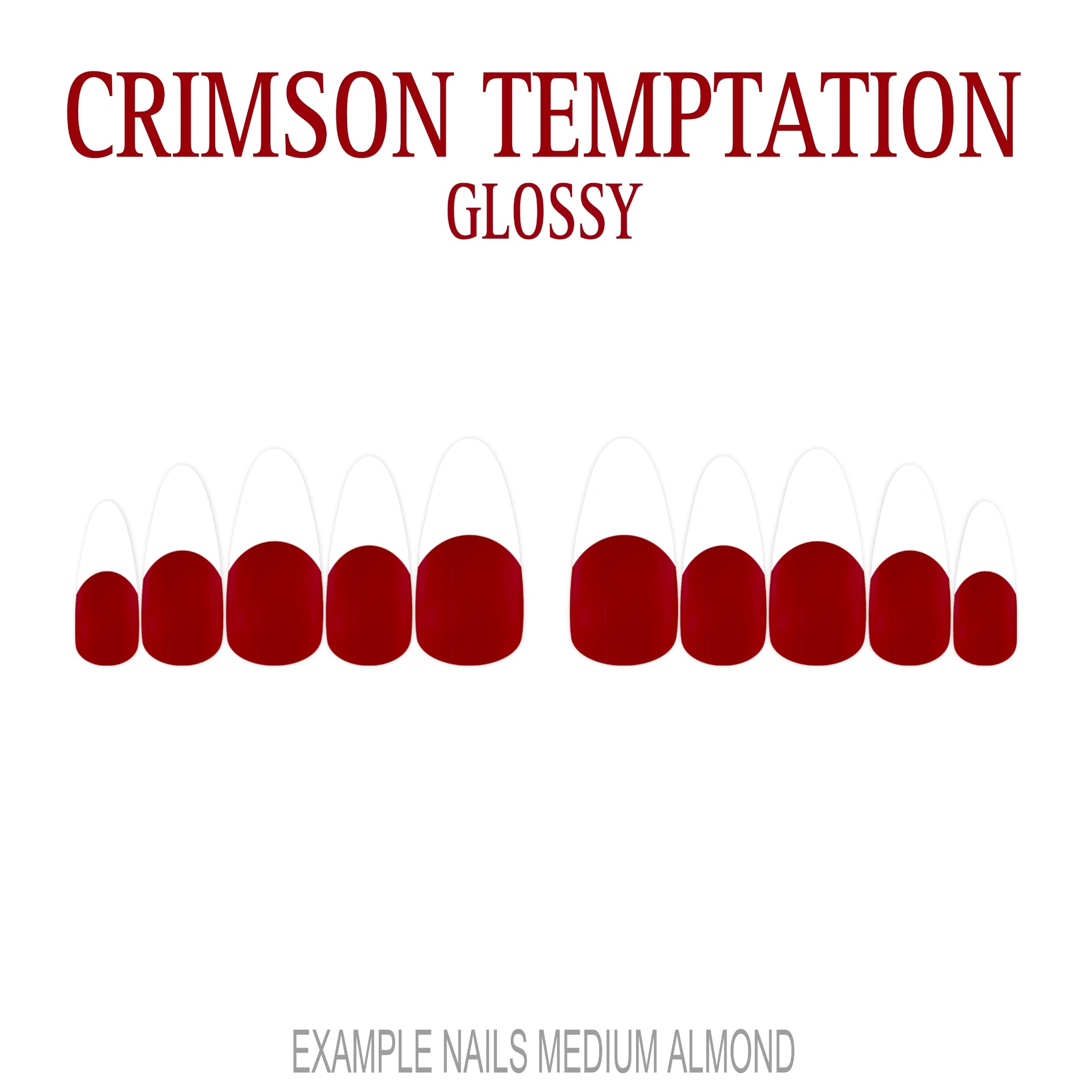 Crimson Temptation red French tip press-on nails