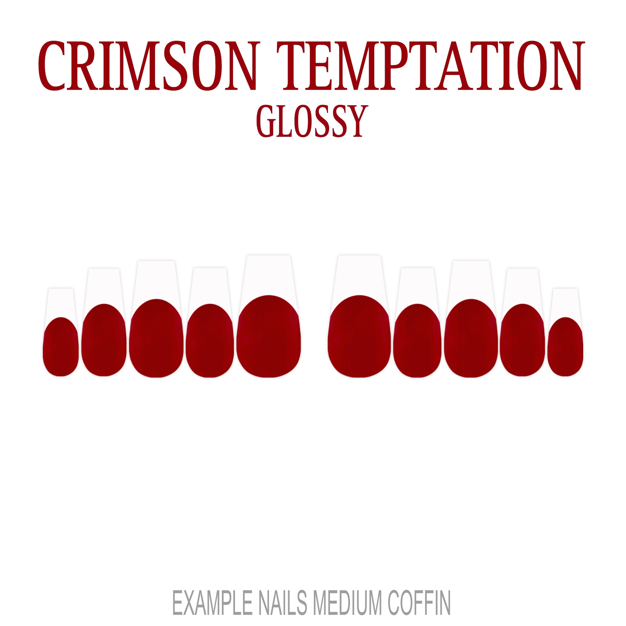 Crimson Temptation red French tip press-on nails