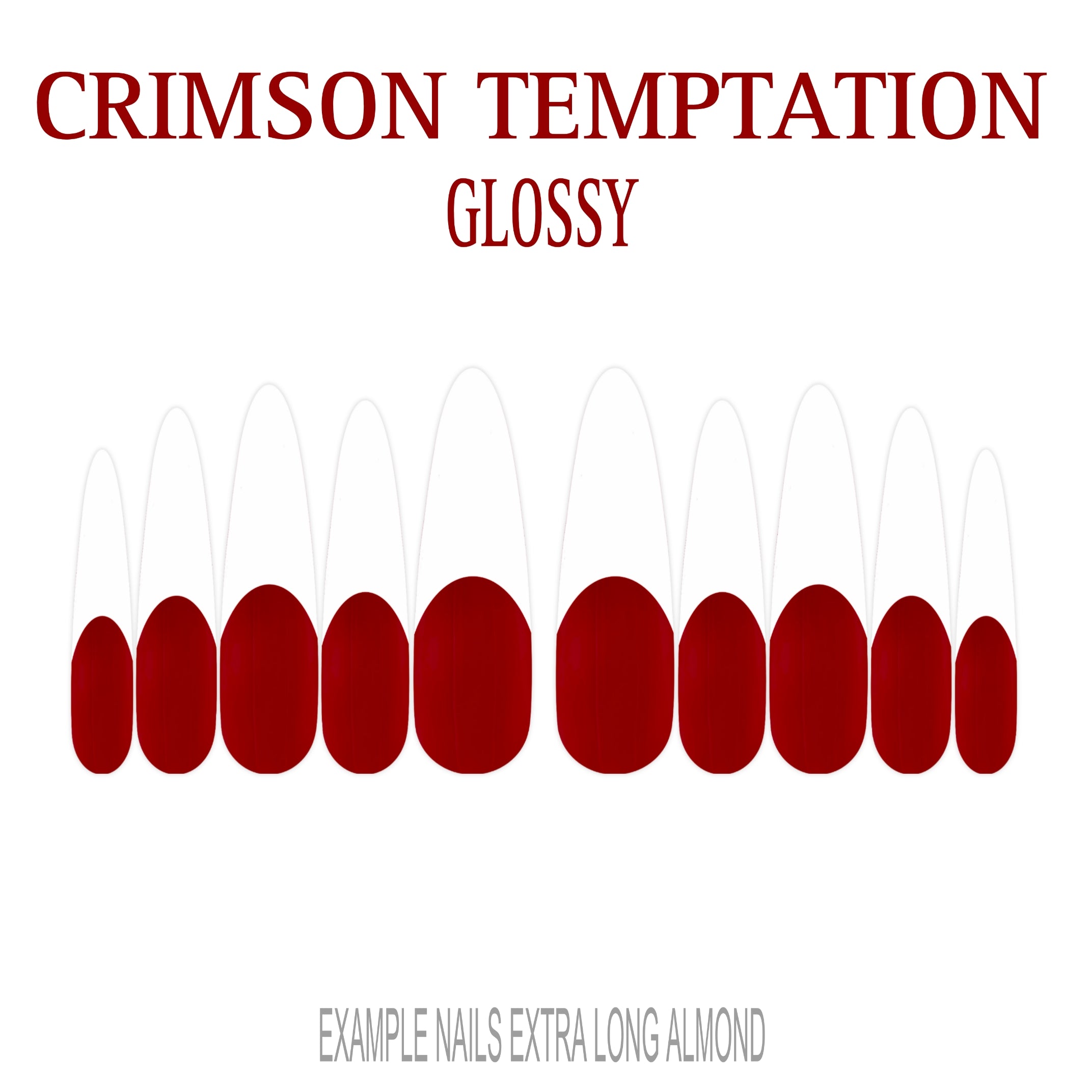 Crimson Temptation red French tip press-on nails