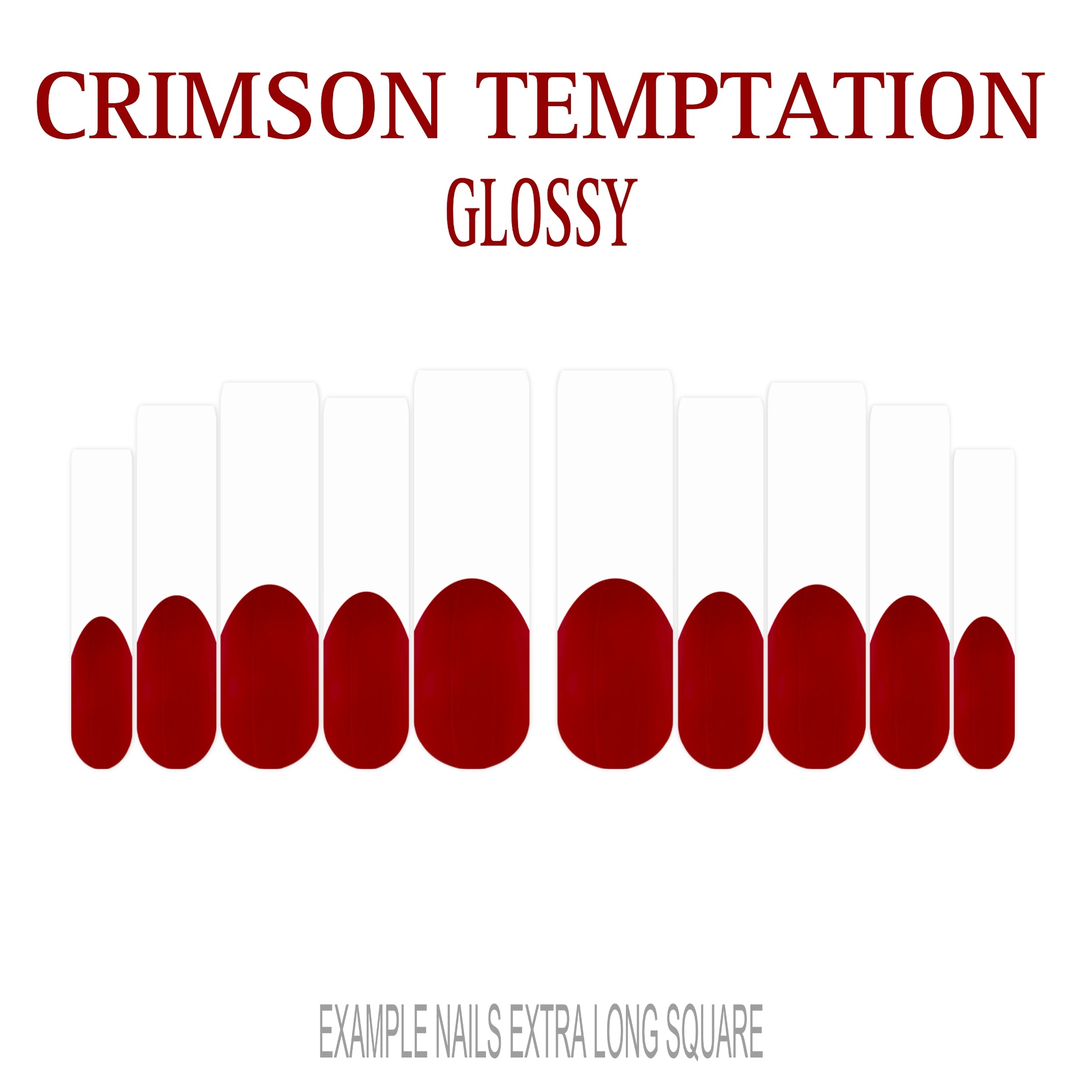 Crimson Temptation red French tip press-on nails
