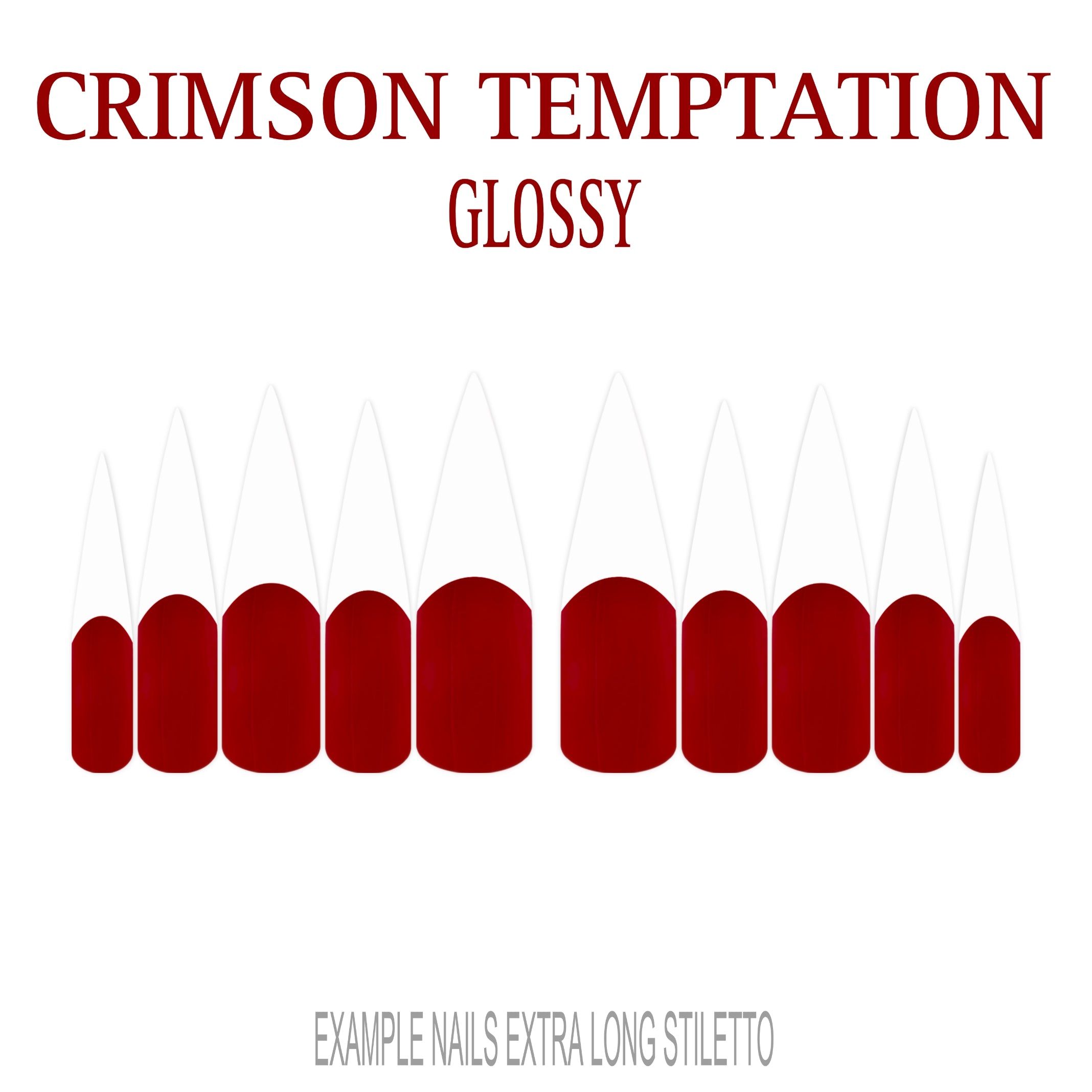 Crimson Temptation red French tip press-on nails