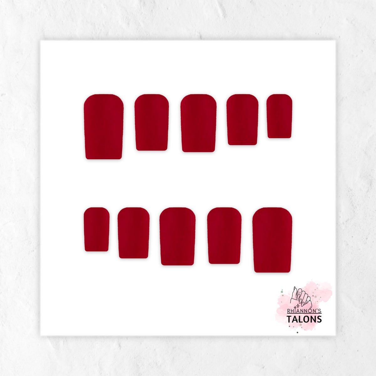 Crimson Temptation crimson red short square press-on nails with matte finish