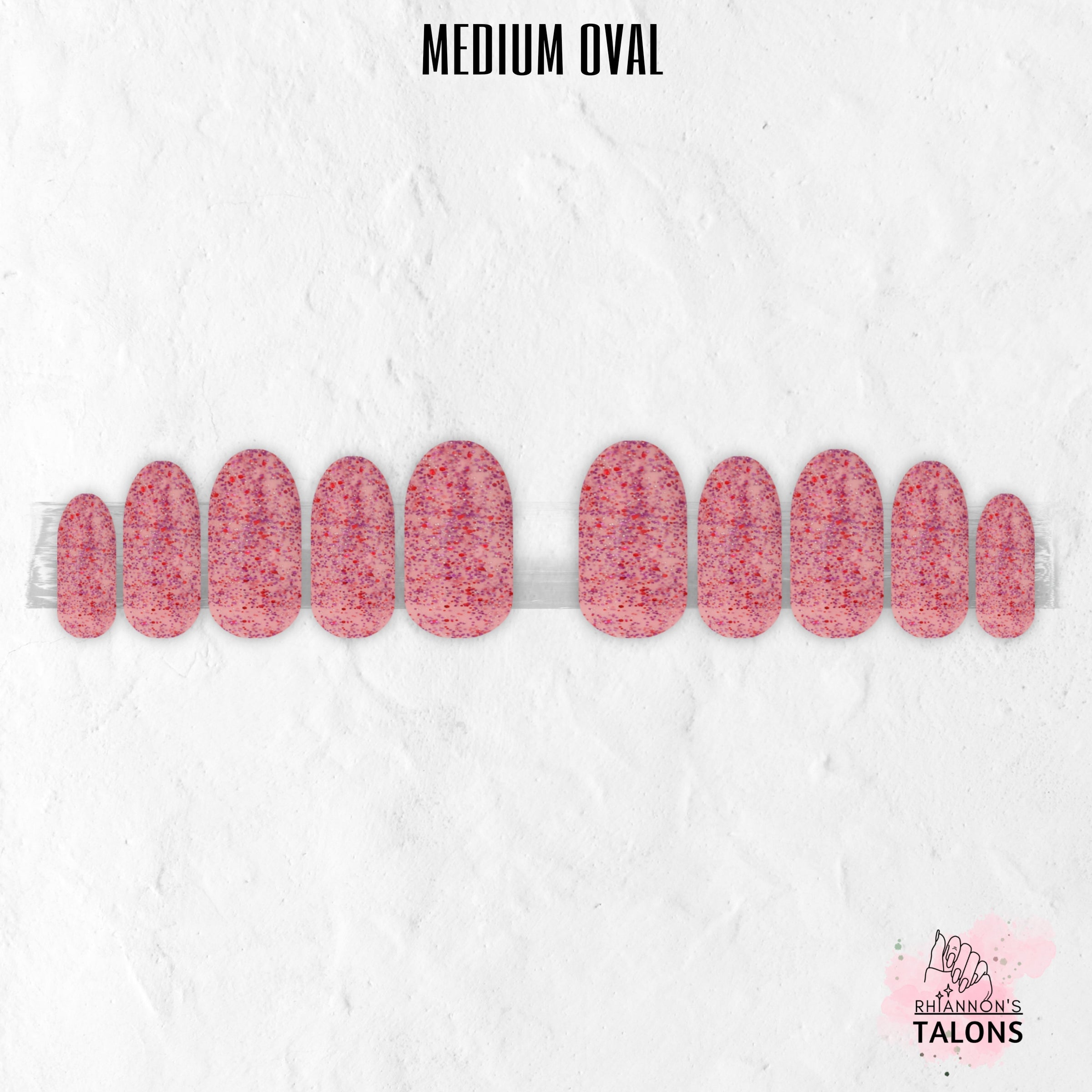 Cupid’s Sprinkles pink red purple glitter press-on nails
