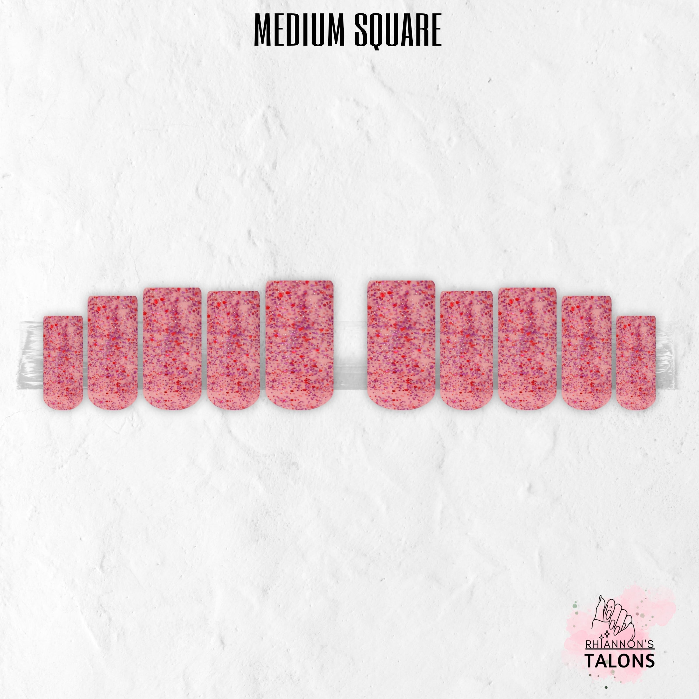 Cupid’s Sprinkles pink red purple glitter press-on nails